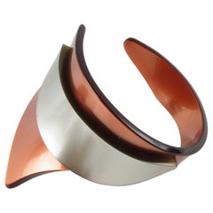 Space Age Futuristic Lucite Cuff Bracelet Gray and Pumpkin