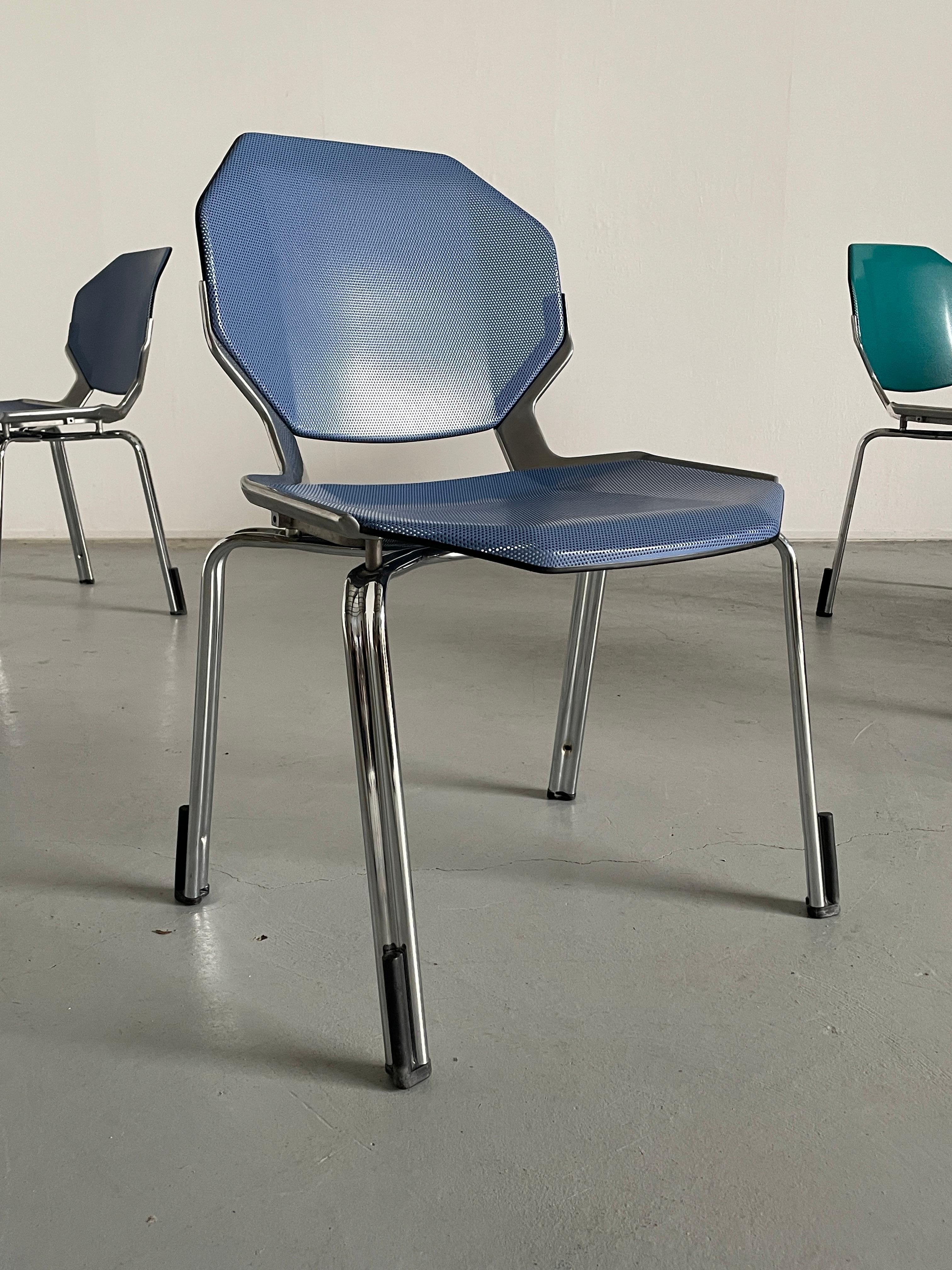 Space Age Futuristic Octagonal Stackable Dining Chairs by Fröscher Sitform, 90s For Sale 10