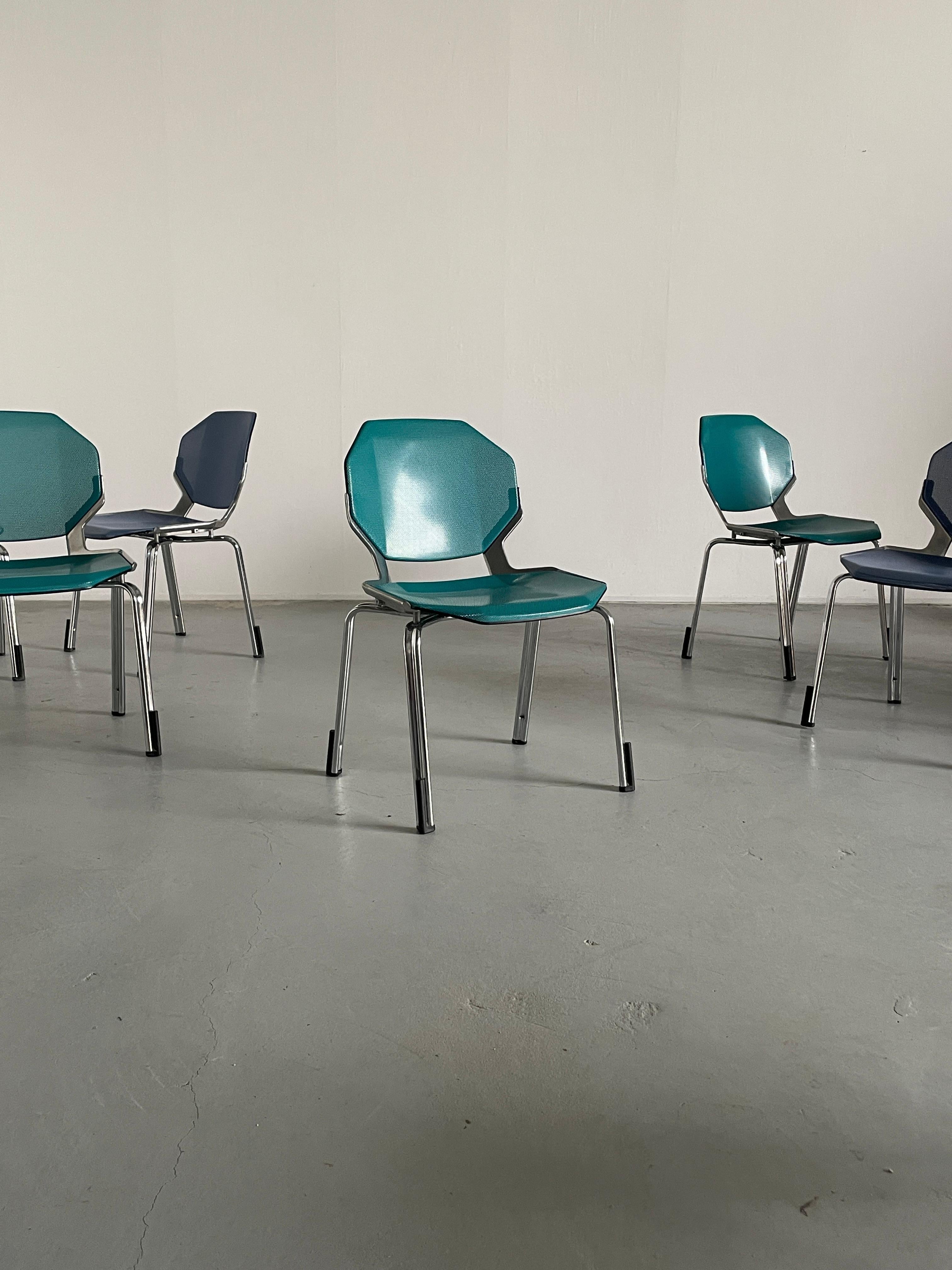 German Space Age Futuristic Octagonal Stackable Dining Chairs by Fröscher Sitform, 90s For Sale