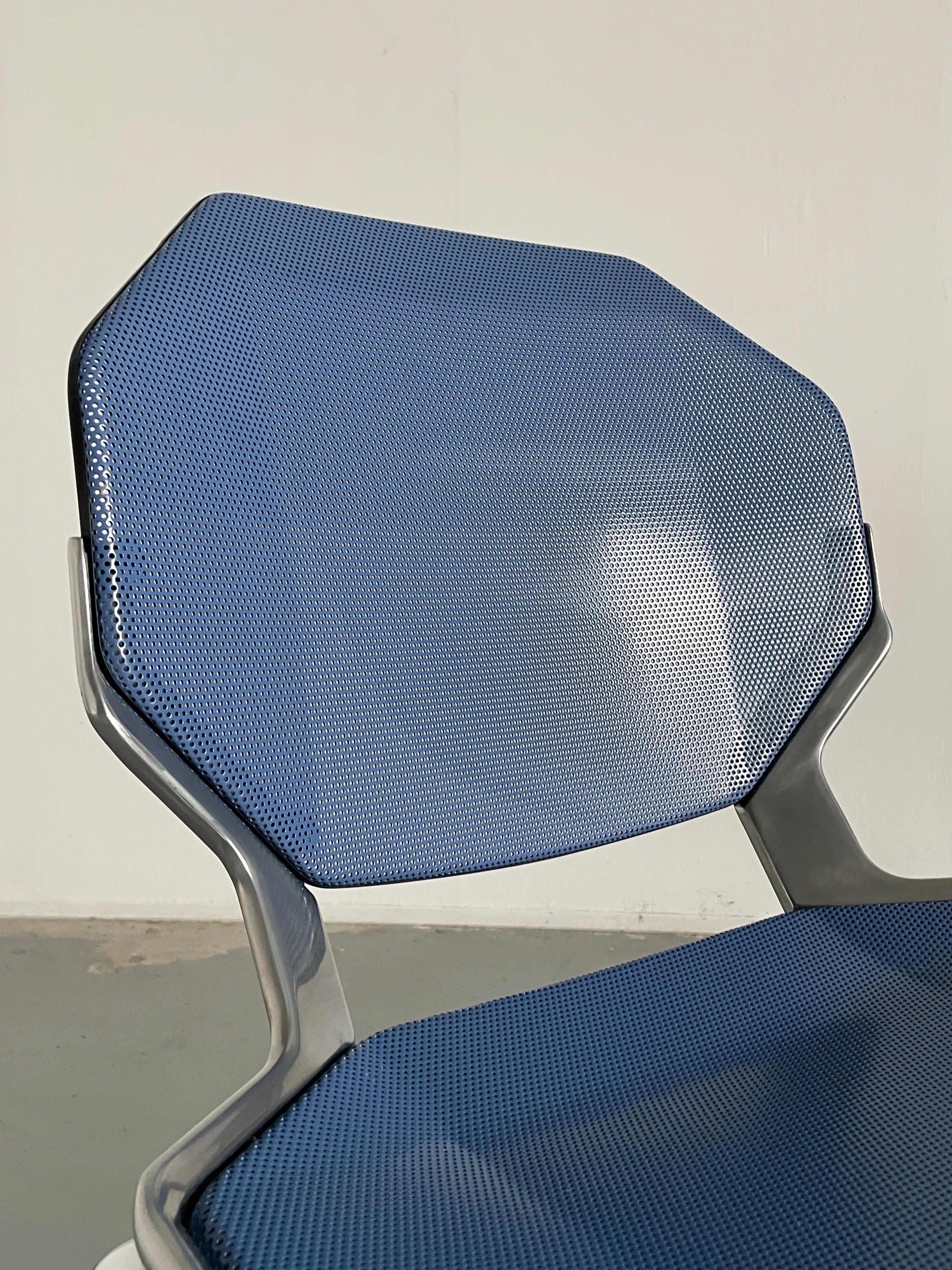 Metal Space Age Futuristic Octagonal Stackable Dining Chairs by Fröscher Sitform, 90s For Sale
