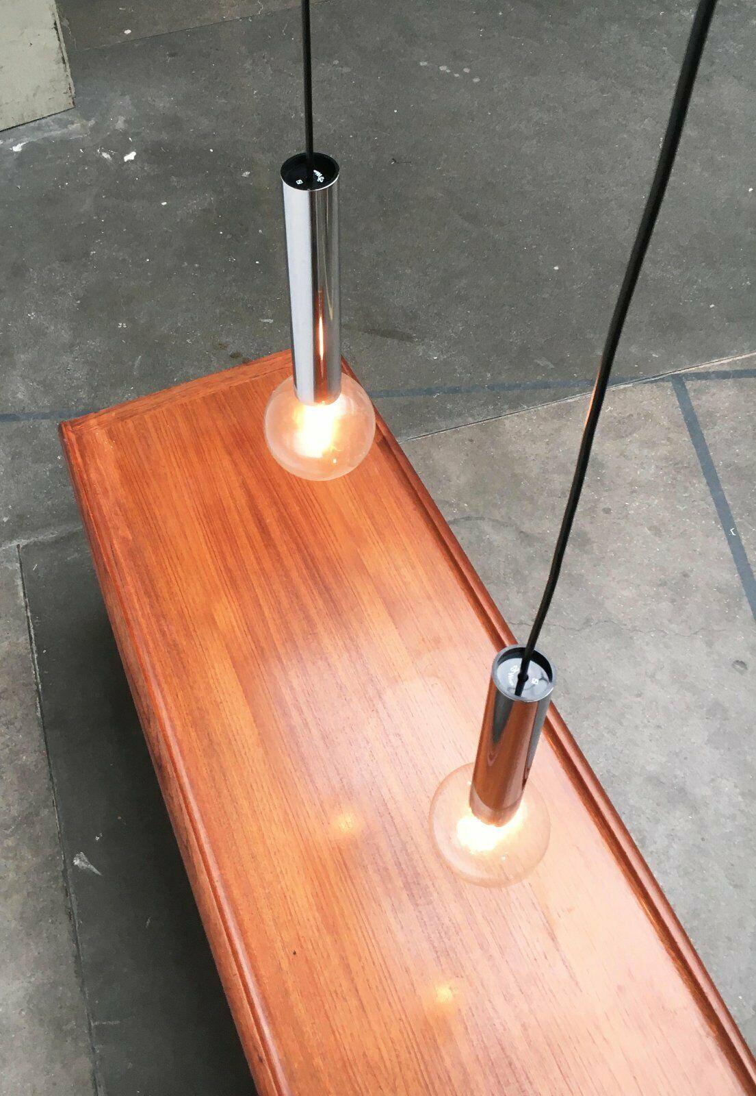 Plafonnier allemand en chrome et verre de l'ère spatiale par Motoko Ishii pour Staff, 1970 Bon état - En vente à Hamburg, DE