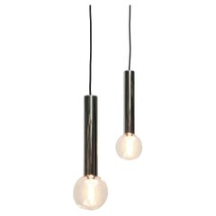 Space Age German Chrome and Glass Ceiling Lamp by Motoko Ishii for Staff, 1970s