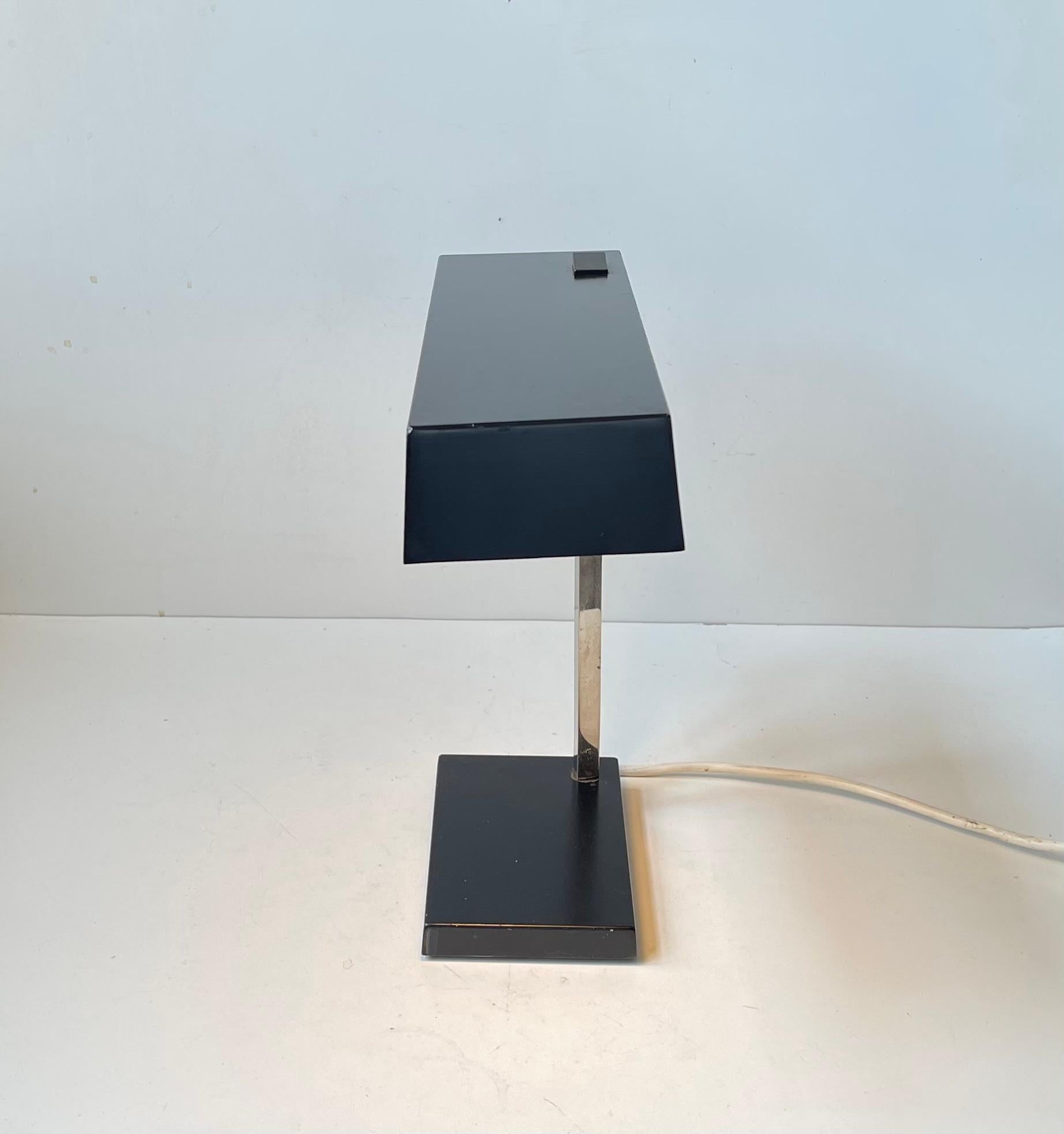Space Age German Minimalist Black Table Lamp by Hillebrand Leuchten, 1960s In Fair Condition For Sale In Esbjerg, DK