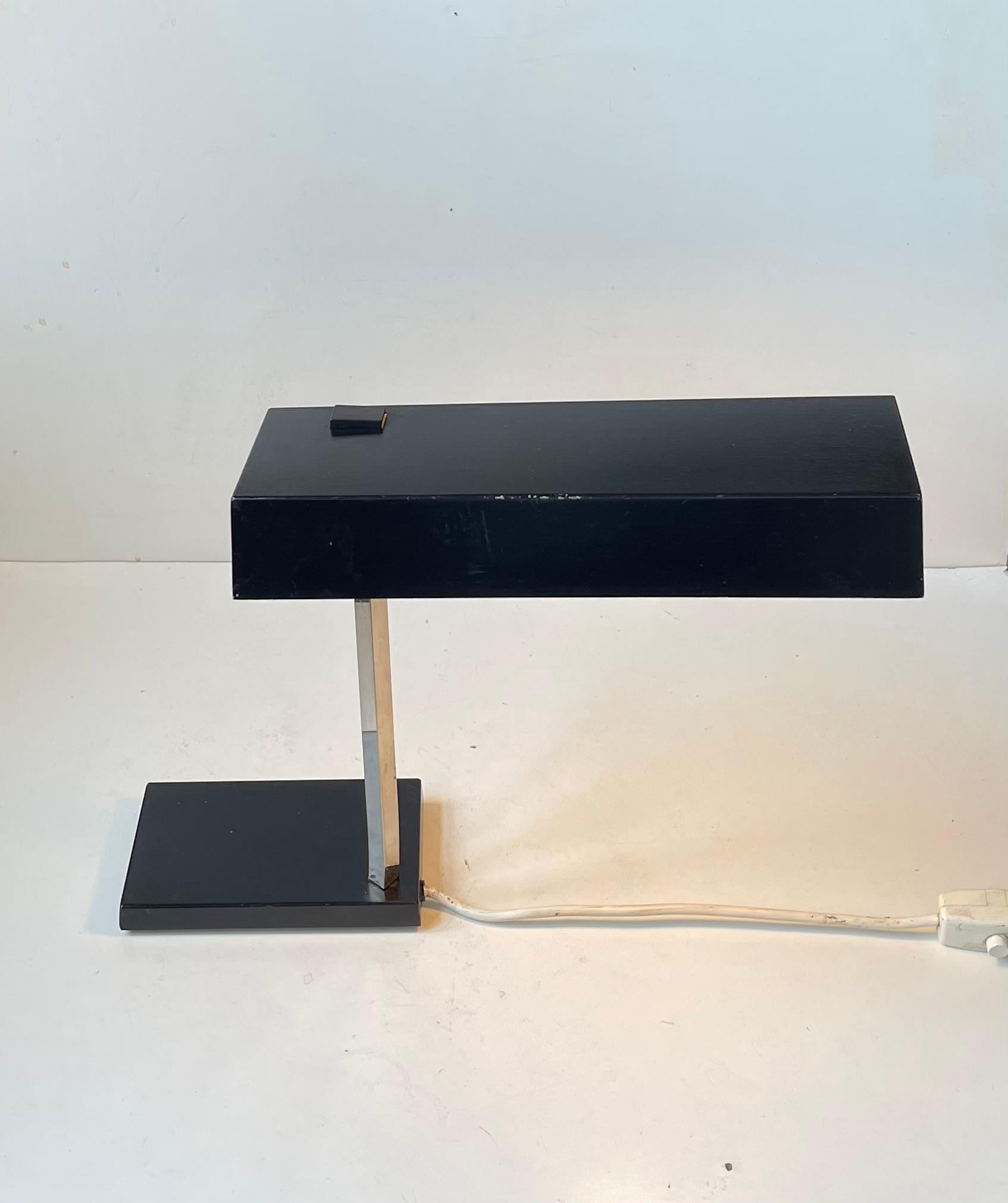 20th Century Space Age German Minimalist Black Table Lamp by Hillebrand Leuchten, 1960s For Sale