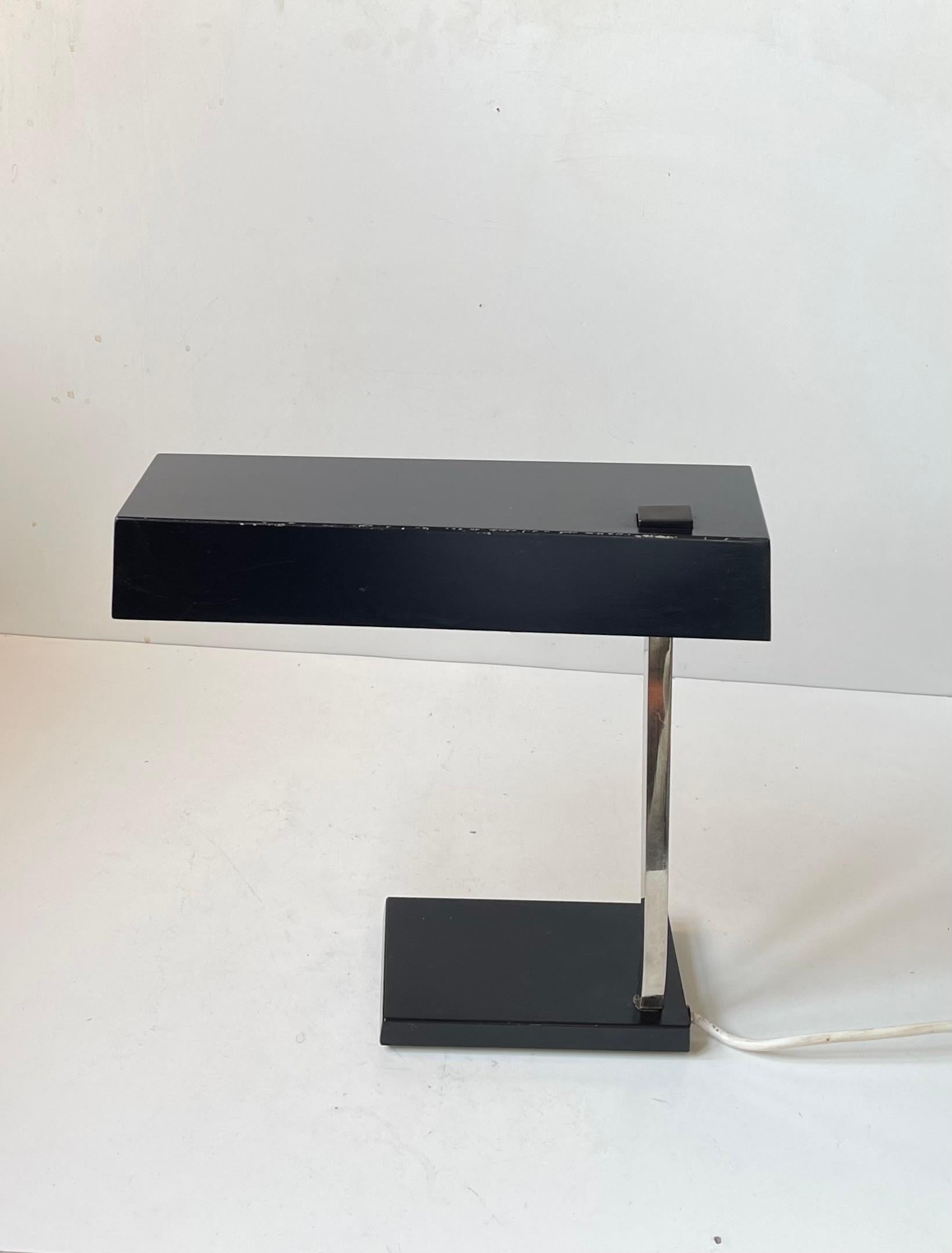 Steel Space Age German Minimalist Black Table Lamp by Hillebrand Leuchten, 1960s For Sale