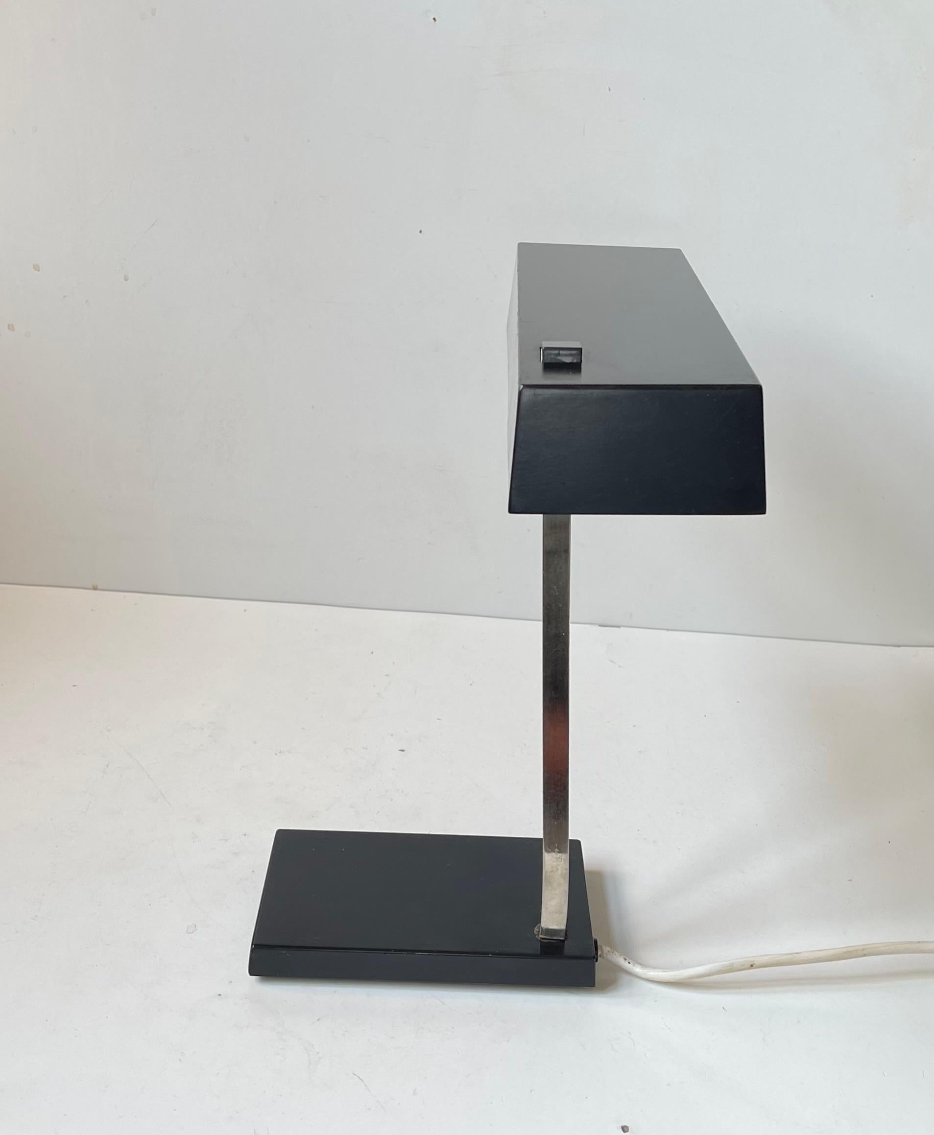 Space Age German Minimalist Black Table Lamp by Hillebrand Leuchten, 1960s For Sale 1