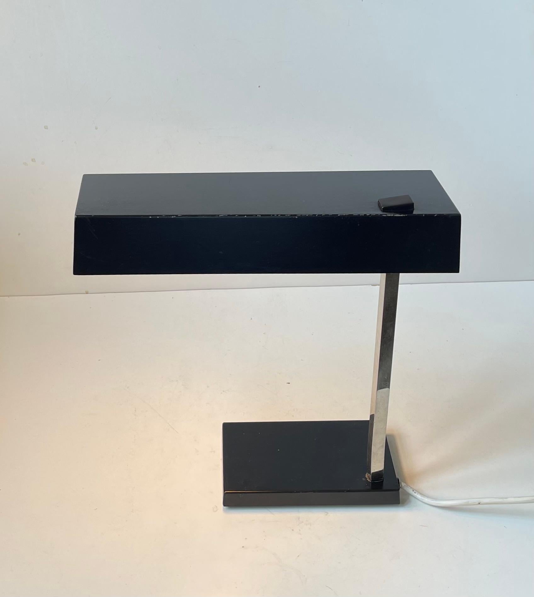 Space Age German Minimalist Black Table Lamp by Hillebrand Leuchten, 1960s For Sale 2