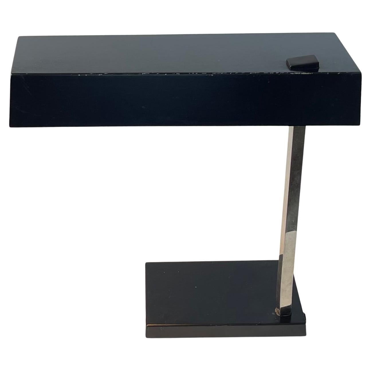 Space Age German Minimalist Black Table Lamp by Hillebrand Leuchten, 1960s For Sale