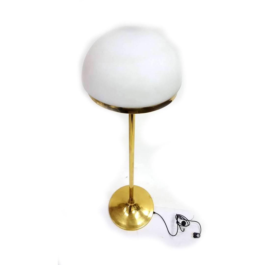 Mid-Century Modern Space age Glass and Brass Floor Lamp, 1974's