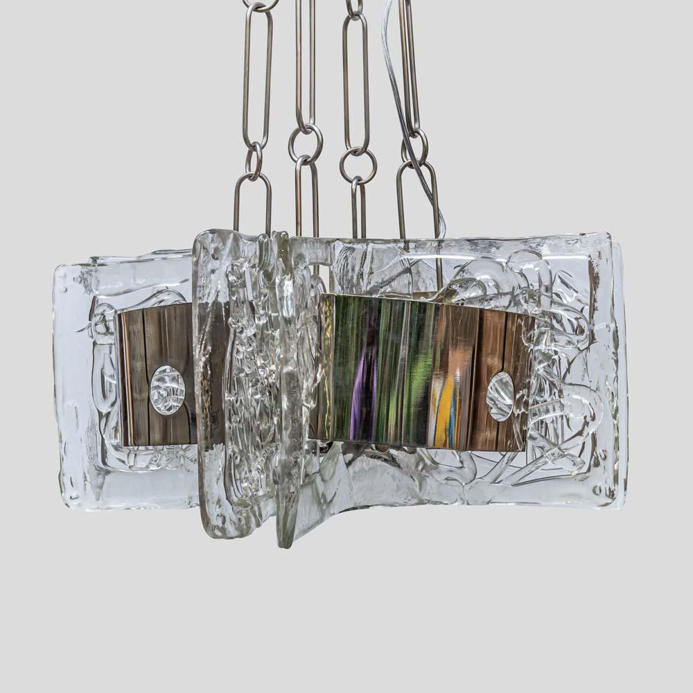 Mid-Century Modern Space age  glass and chrome ceiling light by Esperia For Sale