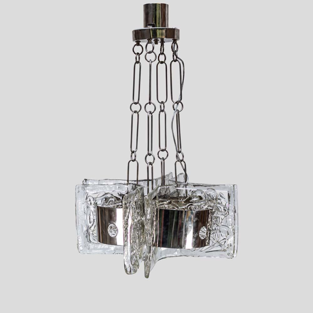 Italian Space age  glass and chrome ceiling light by Esperia For Sale