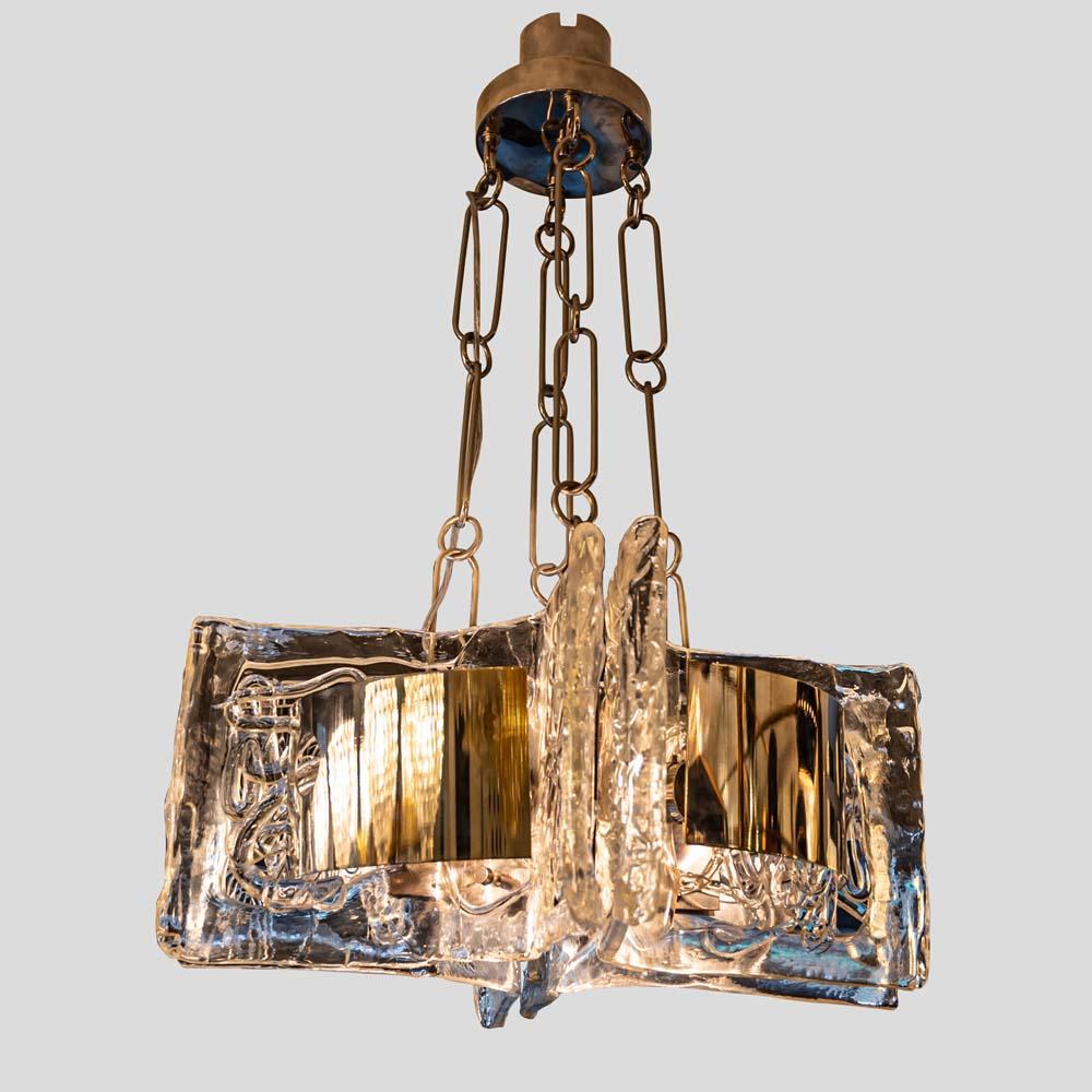 Late 20th Century Space age  glass and chrome ceiling light by Esperia For Sale