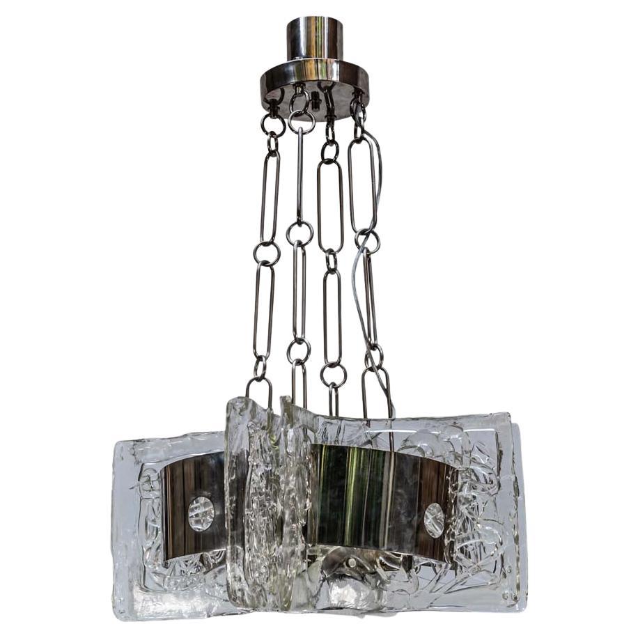 Space age  glass and chrome ceiling light by Esperia For Sale
