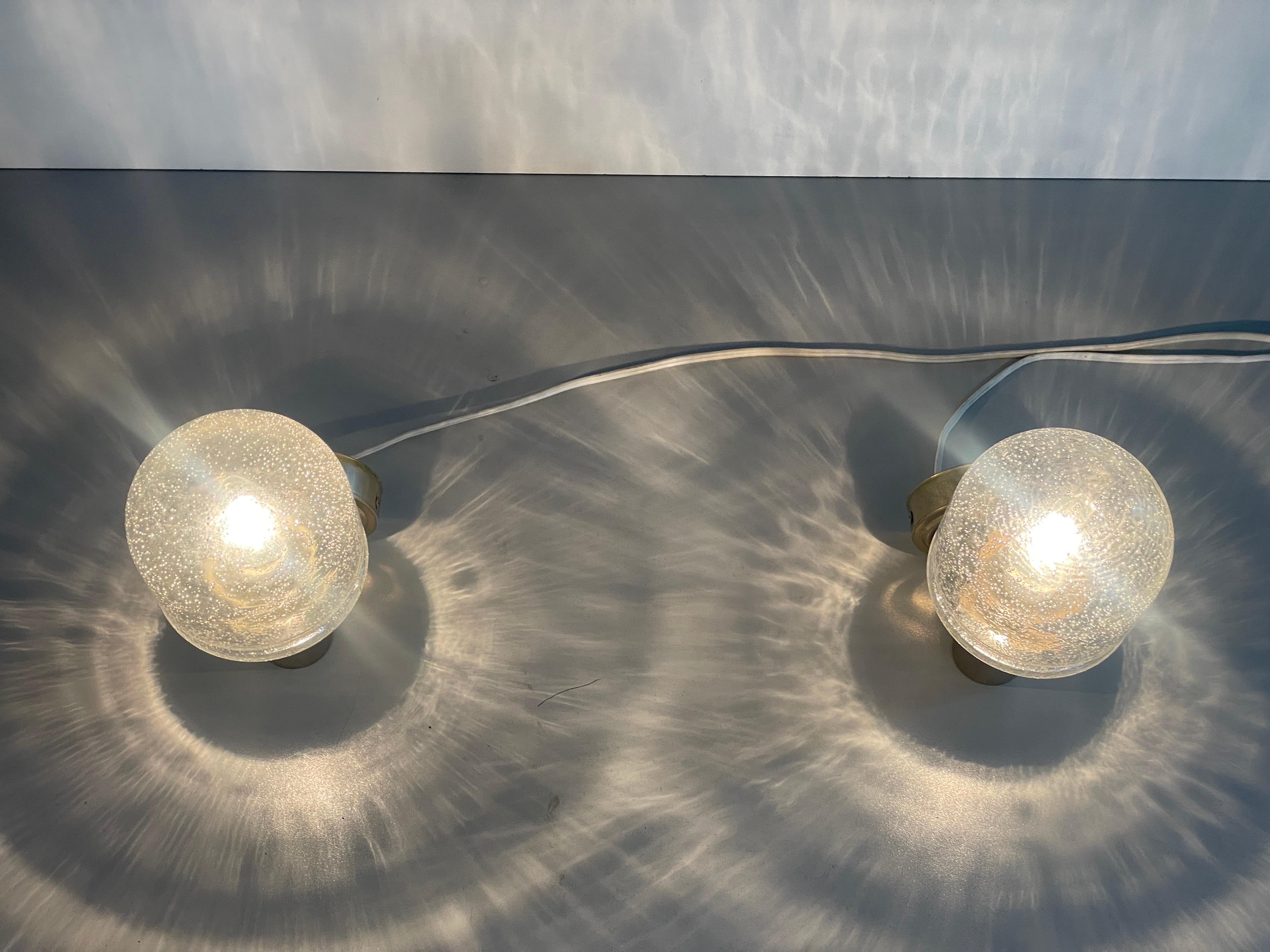 Paire d'appliques en verre et métal de Space AGE par N Leuchten, années 1960, Allemagne en vente 4