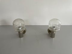 Space Age Glass and Metal Pair of Sconces by N Leuchten, 1960s, Germany