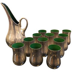 Vintage Space Age Glass and Silver Italian Cocktail Set, circa 1970