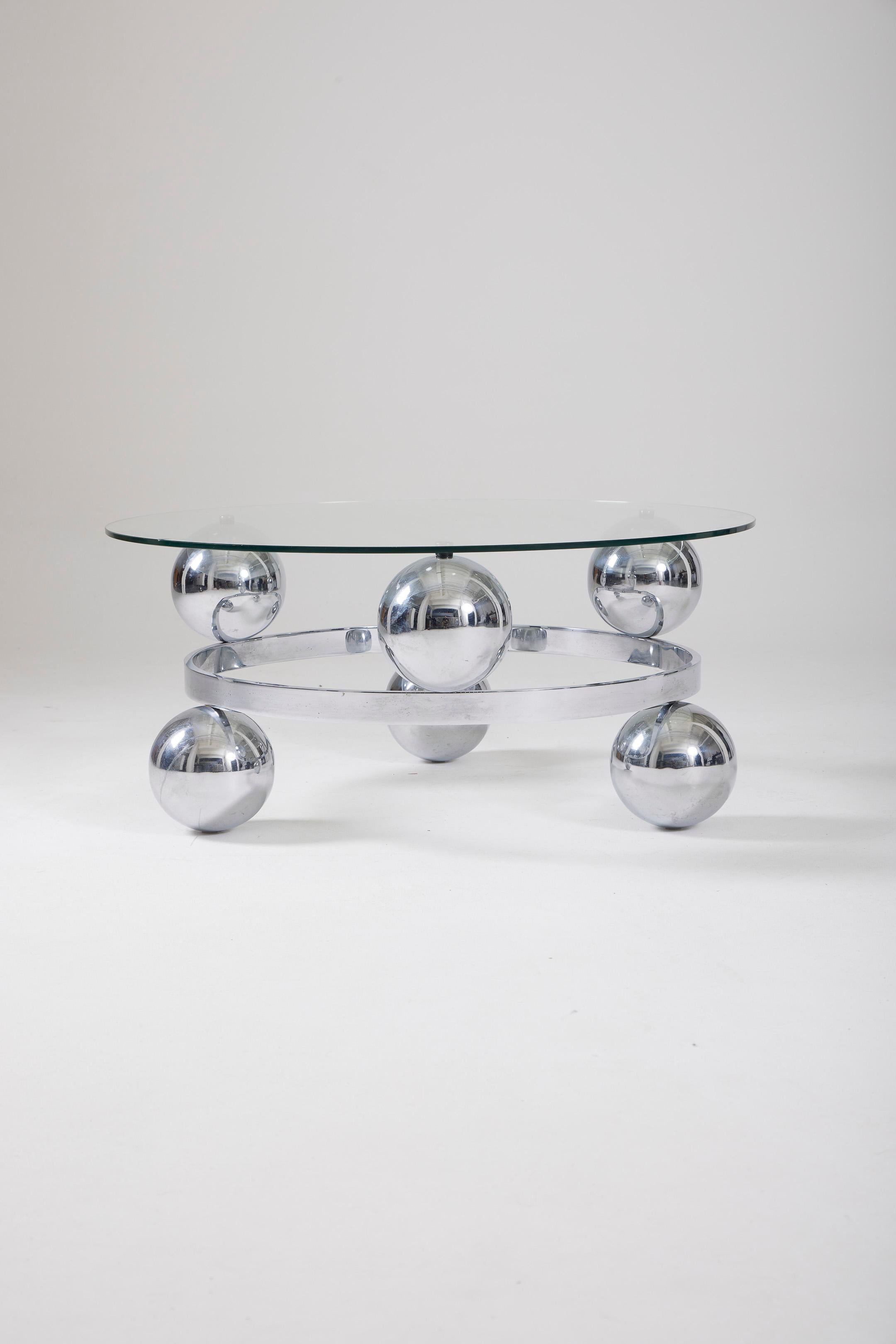 Metal Space Age glass coffee table