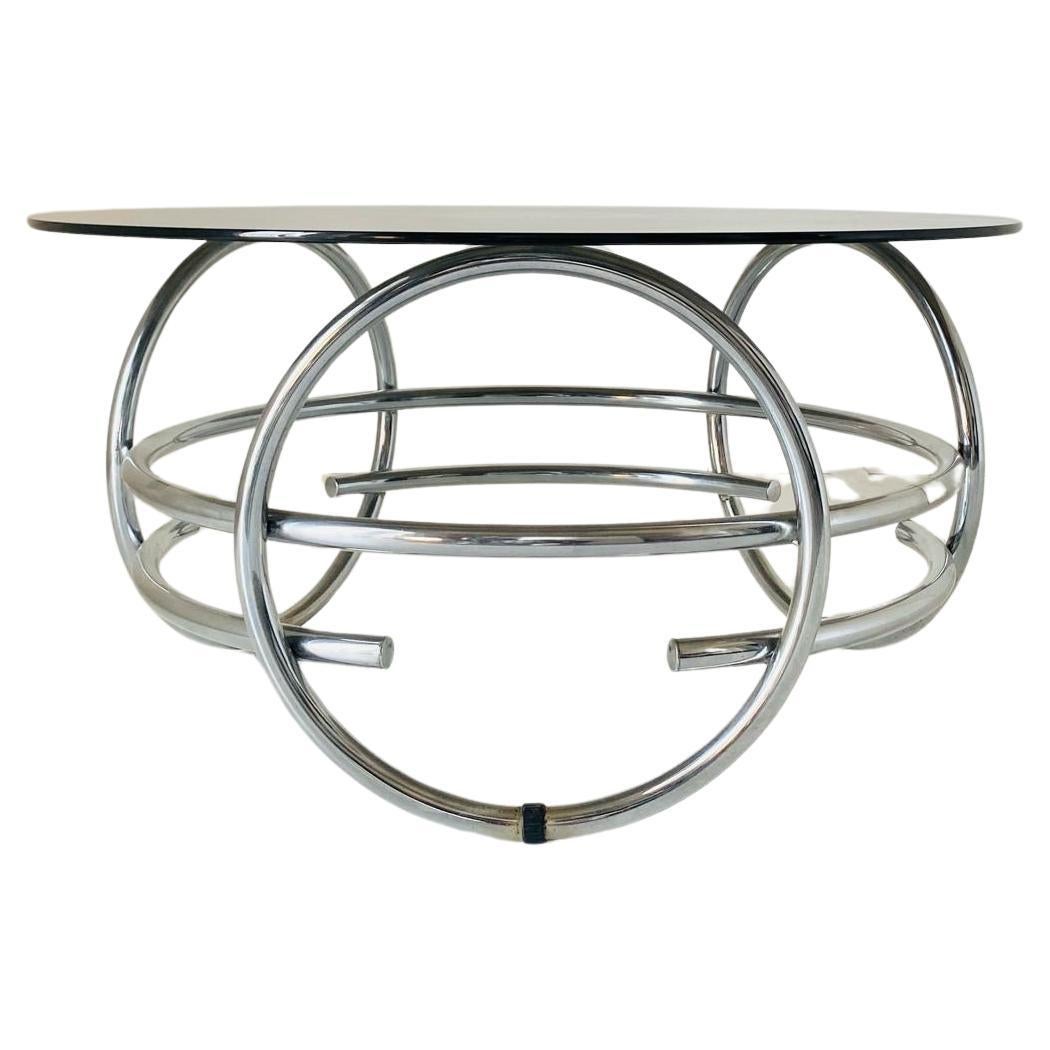 Space Age Glass Round Coffee Table, Italy 1970s In Good Condition For Sale In Ceglie Messapica, IT