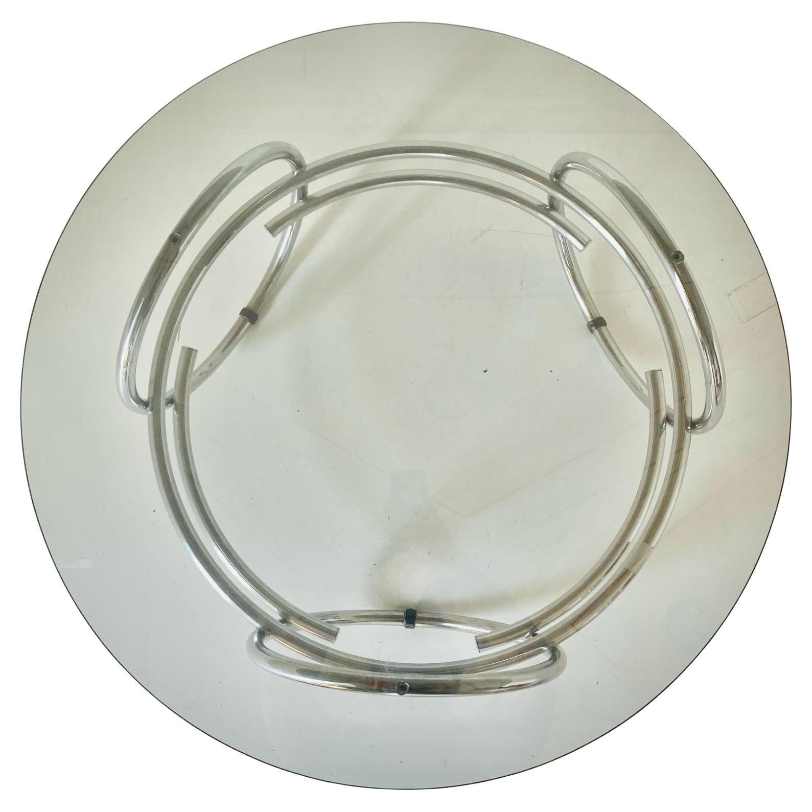 Smoked Glass Space Age Glass Round Coffee Table, Italy 1970s For Sale