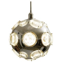 Vintage Space Age Globe Hanging Lamp Design by Oscar Torlasco for Stilkronen, 1960s