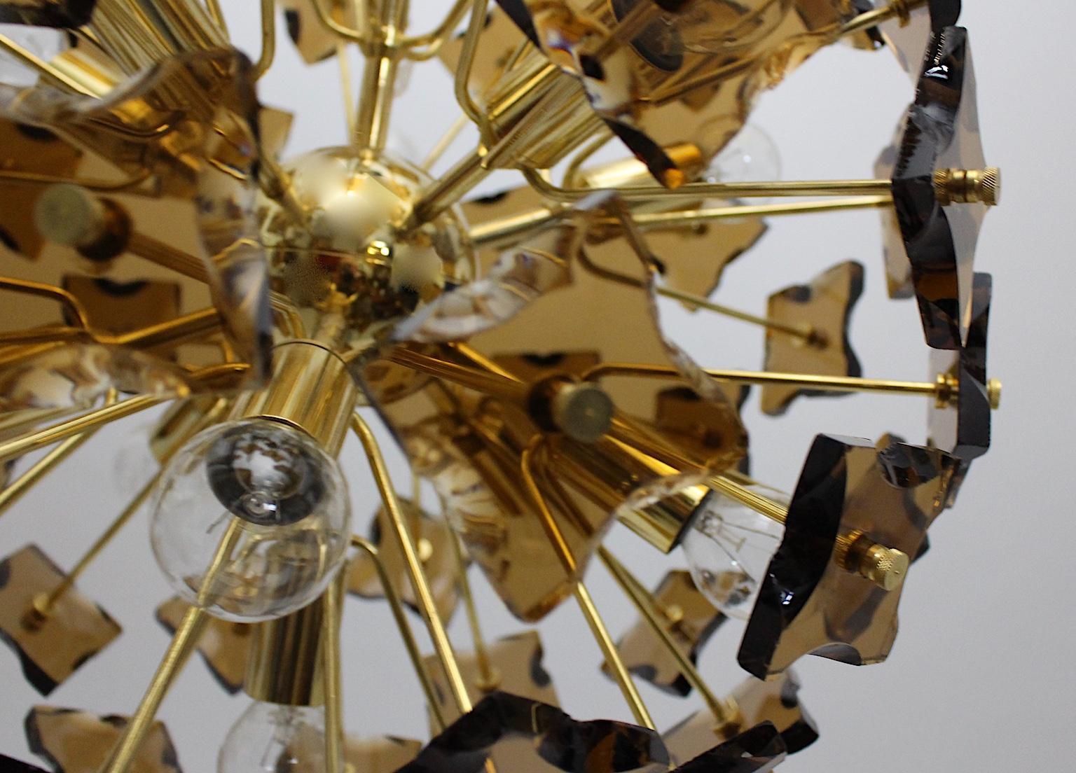Space Age Golden Vintage Glass Sputnik Chandelier Style Fontana Arte 1960s Italy 5