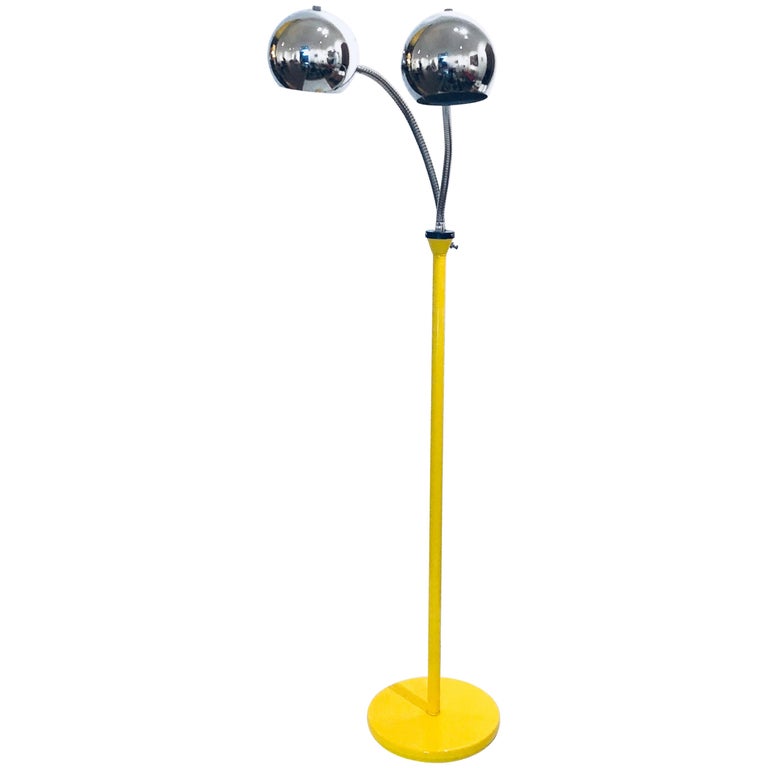 Space Age Gooseneck Double Head Multi Position Floor Lamp