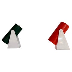 Space Age Green and Orange Metal Pair of Table Lamps or Sconces, 1970s, Germany
