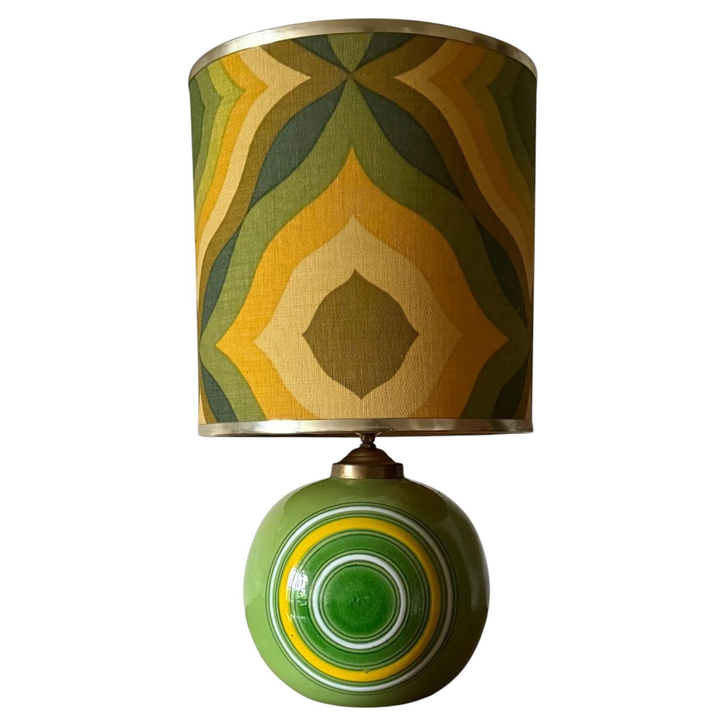 Lámpara de mesa de cerámica verde Space Age, Italia Años 60 en venta