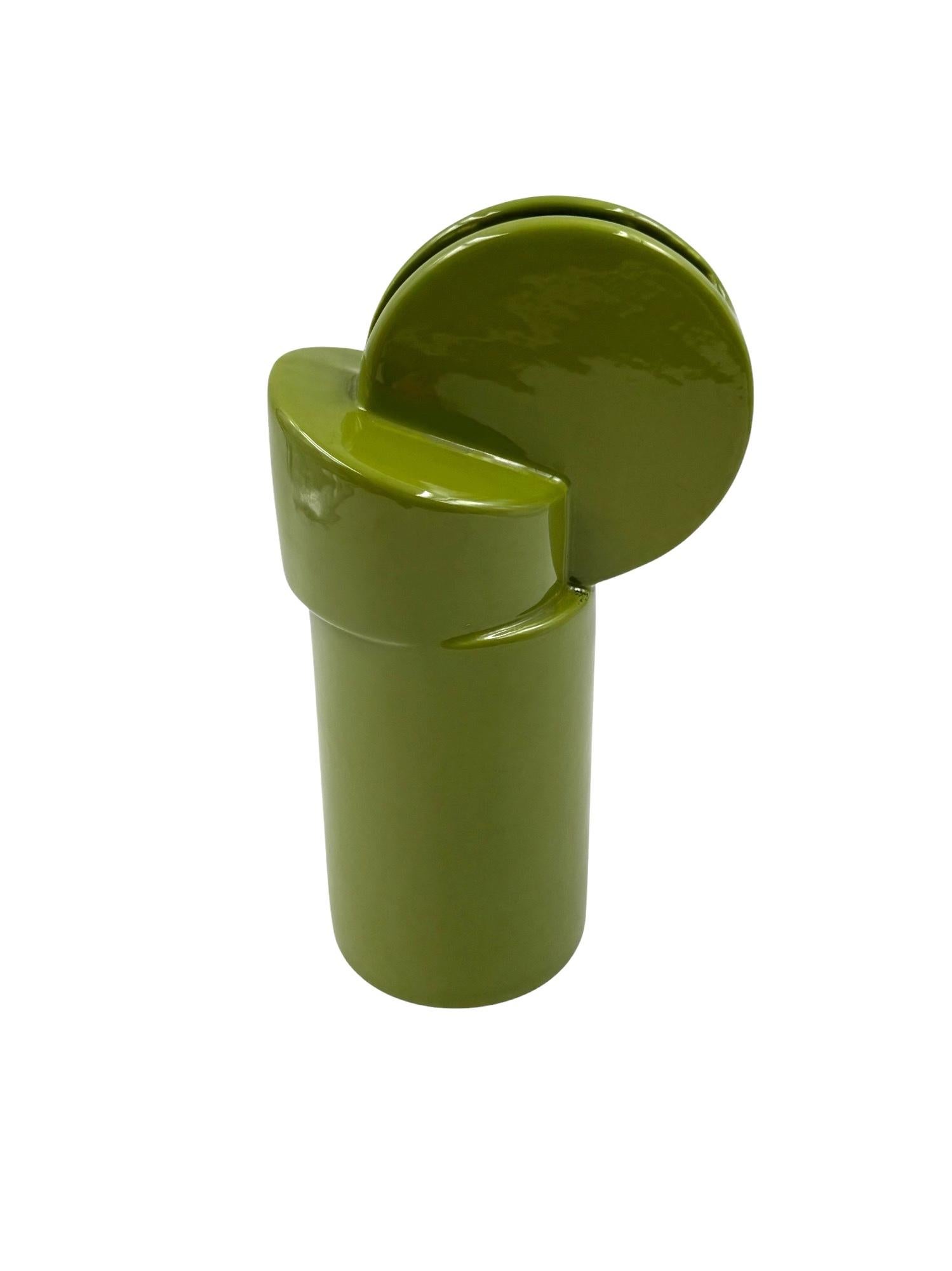 Vase en céramique verte de l'ère spatiale, Pietro Arosio, Parravicini Italie vers 1960 en vente 4