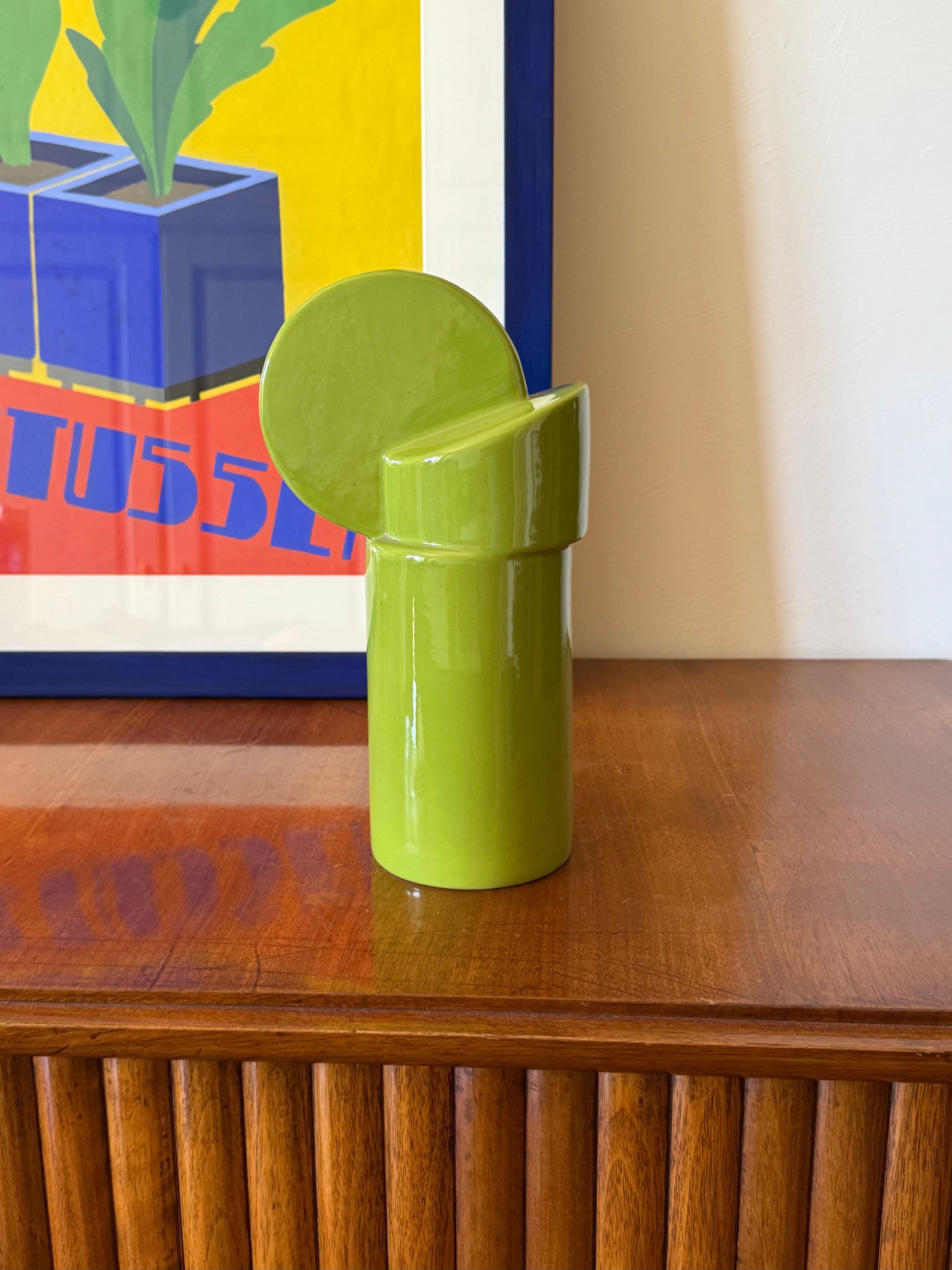 Italian Vase en céramique verte de l'ère spatiale, Pietro Arosio, Parravicini Italie vers 1960 en vente