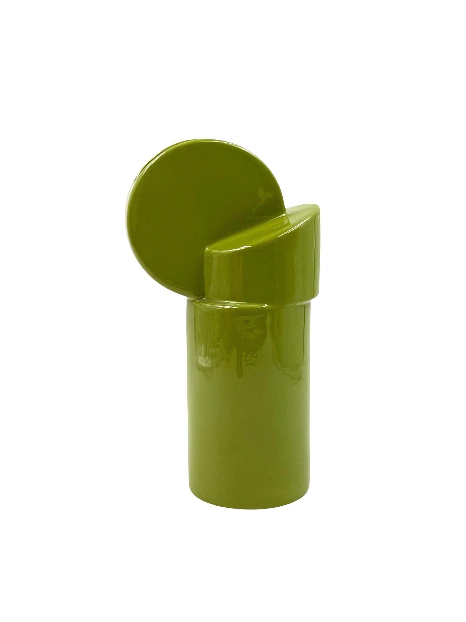Céramique Vase en céramique verte de l'ère spatiale, Pietro Arosio, Parravicini Italie vers 1960 en vente