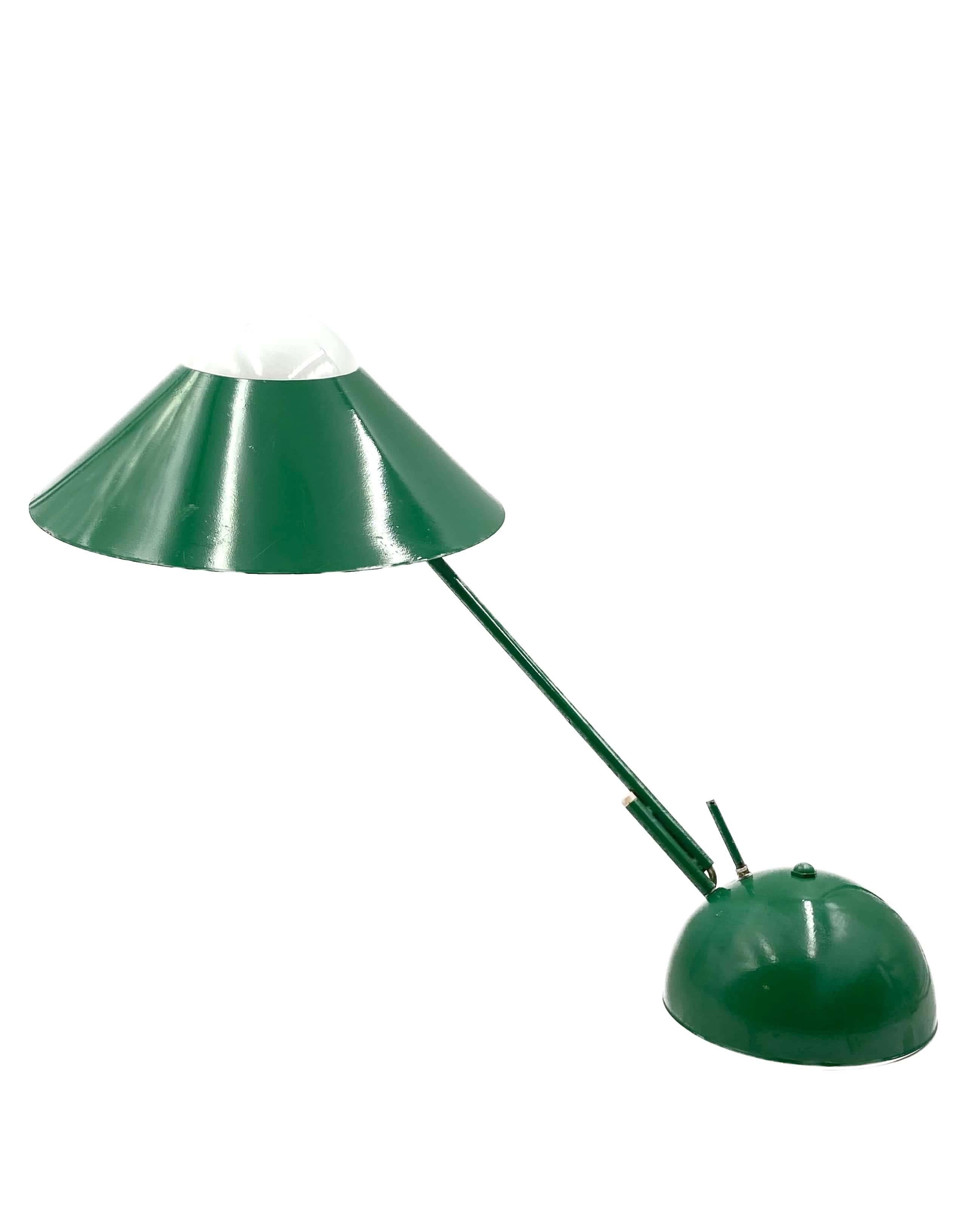 Aluminum Space Age green table lamp, Italy, 1970s For Sale