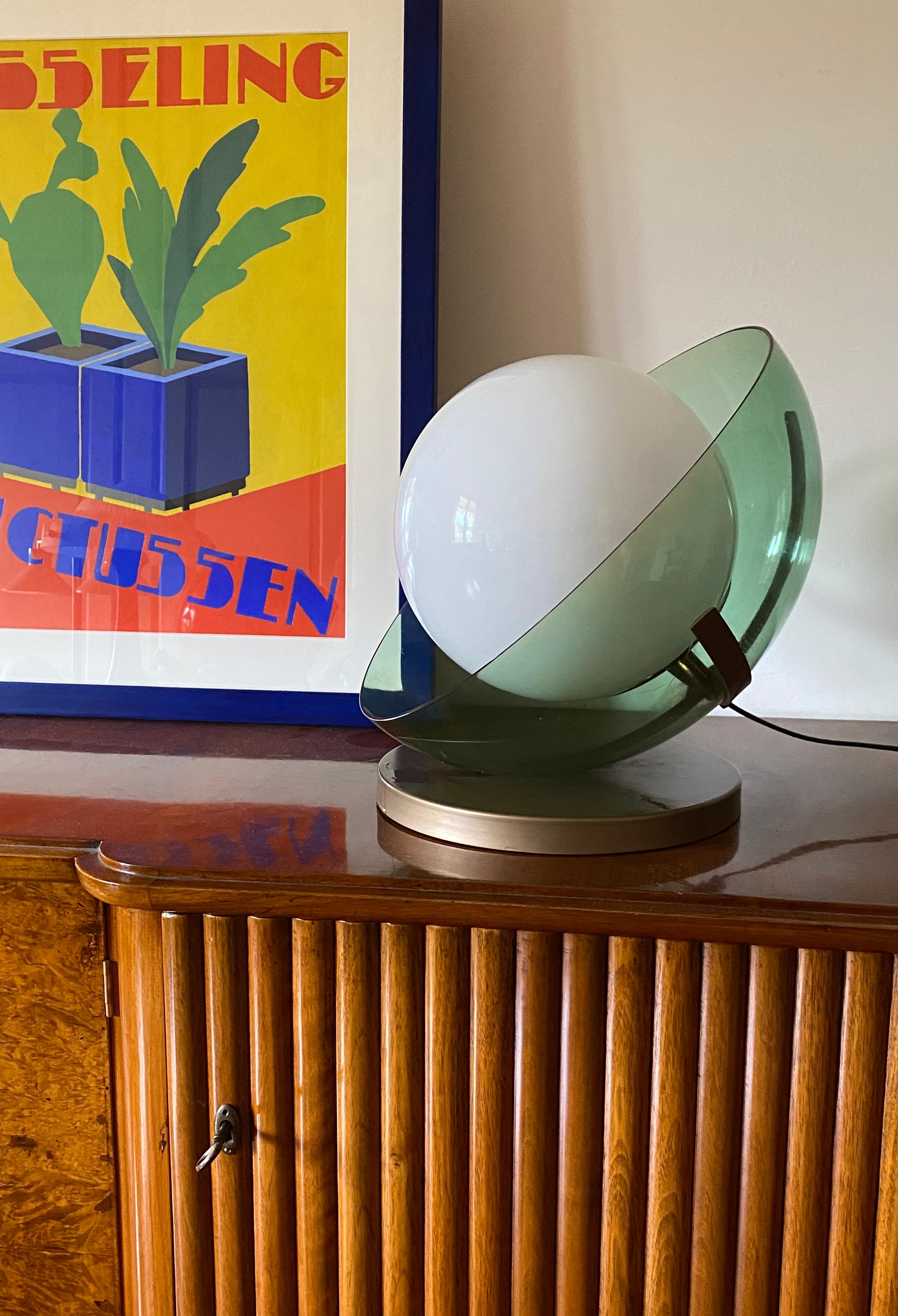 Italian Space Age green table lamp, Stilux Italy, 1970s For Sale