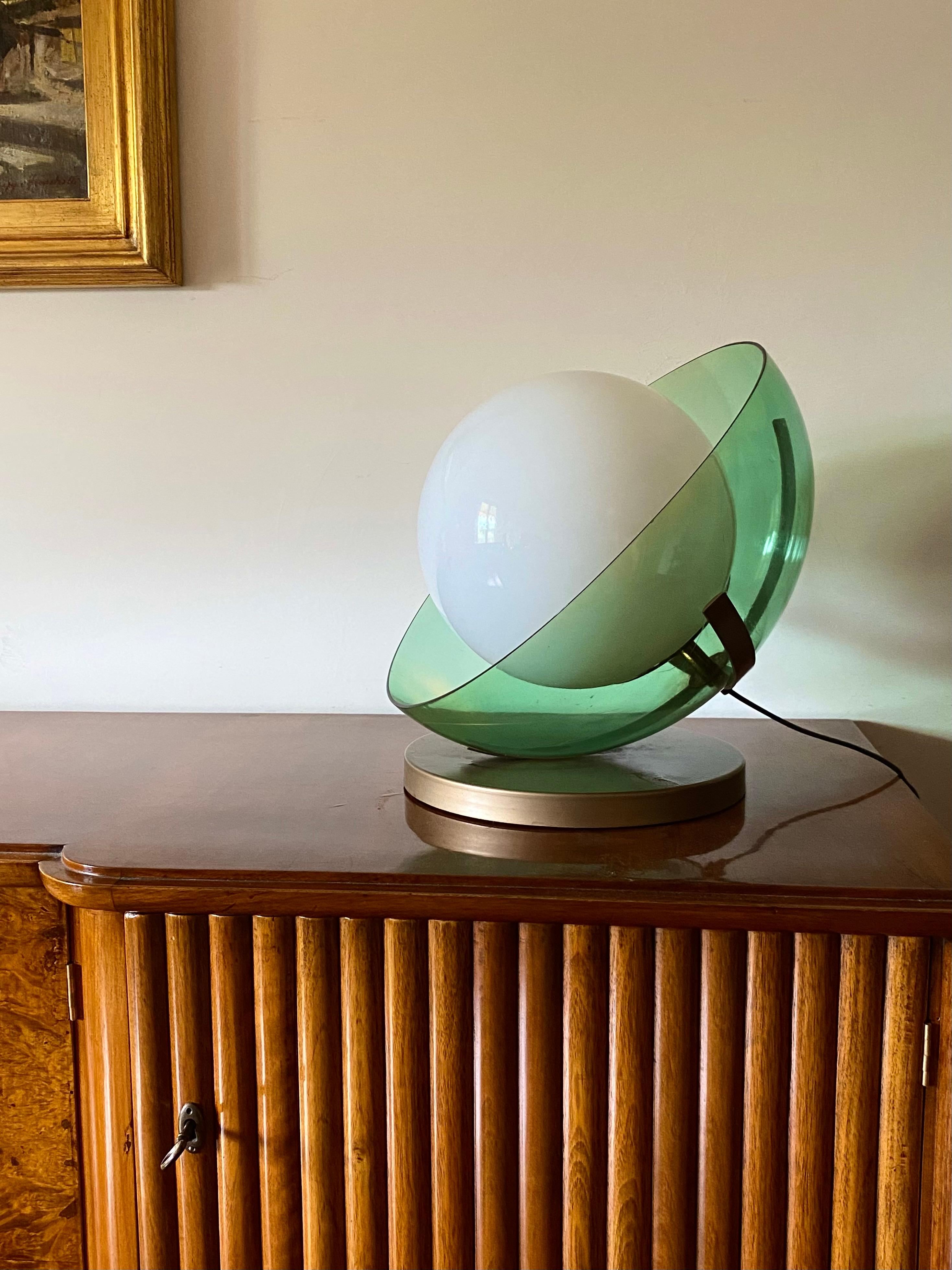 Lampe de table verte Space Age, Stilux Italie, 1970 en vente 1