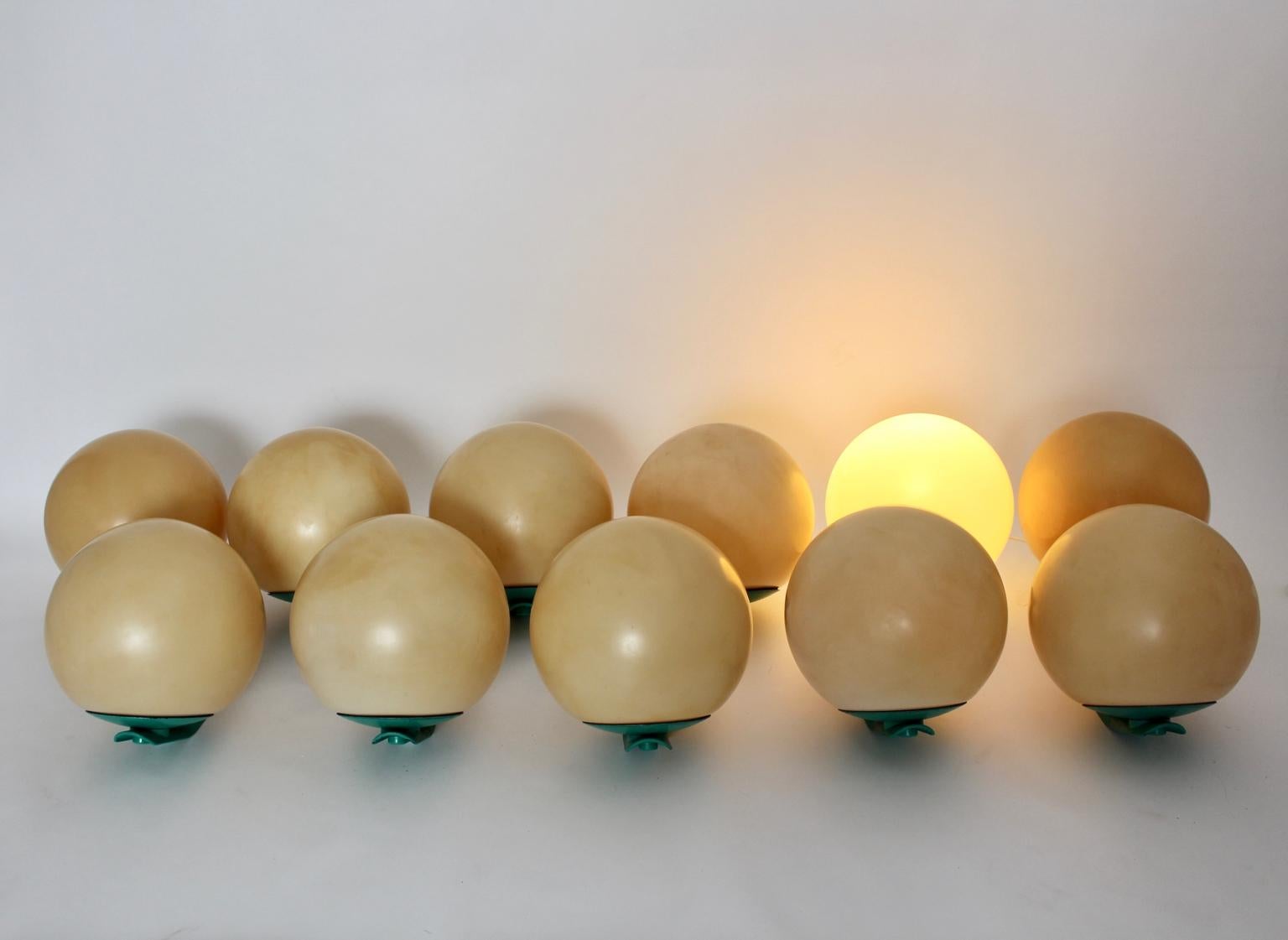 Italian Space Age Green Vintage Outdoor Plastic Globe Wall Lamps by Guzzini, 1970s Italy