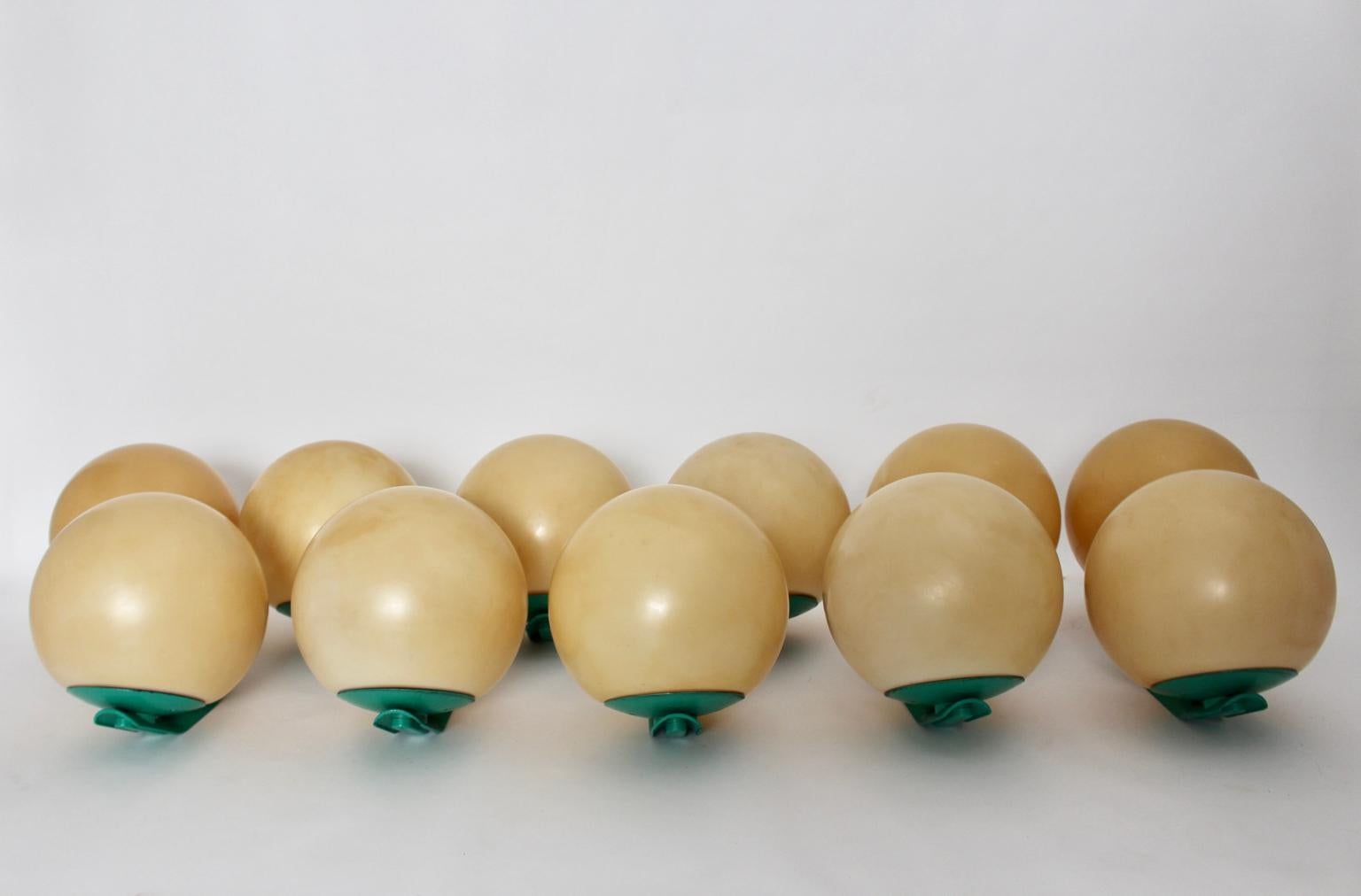Cast Space Age Green Vintage Outdoor Plastic Globe Wall Lamps by Guzzini, 1970s Italy