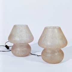 Space Age. Hand-blown glass mushroom table lamps, Italy, 1970s