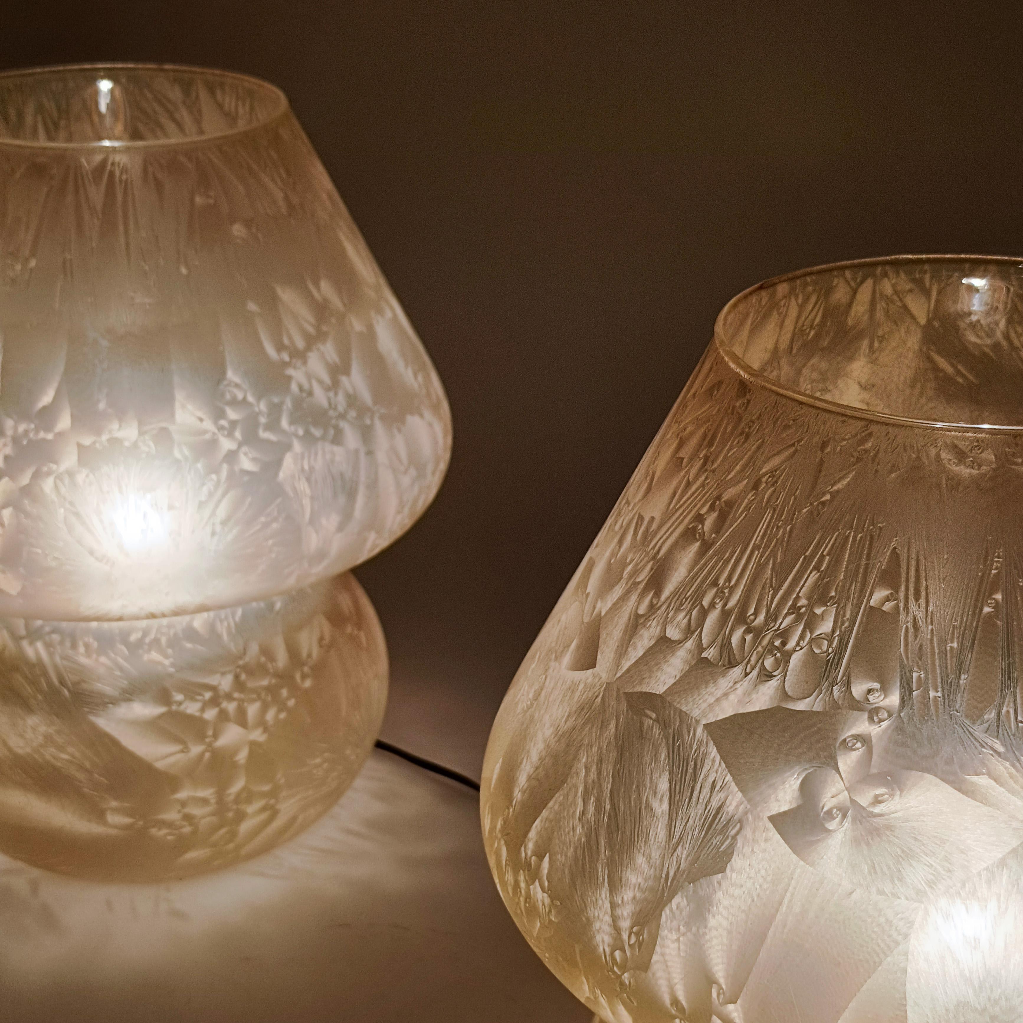 Verre brun L'âge de l'espace. Lampes de table en verre soufflé à la main, Italie, 1970 en vente