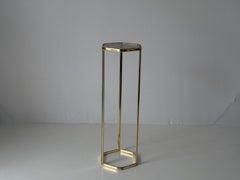 Space Age Hexagonal Shaped Gold Metal and Glass Side Table, 1970s, Germany
