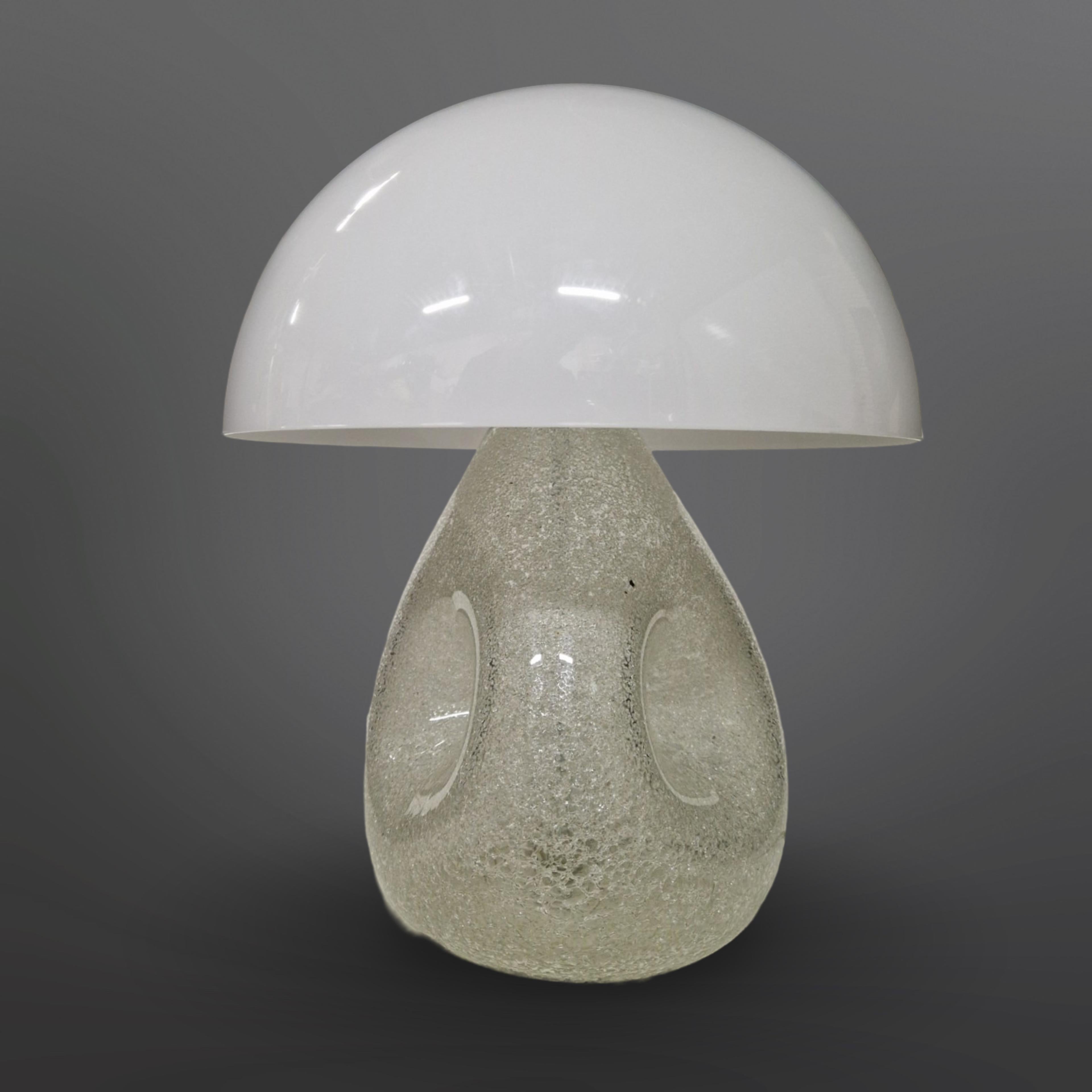 Space age ice glass mushroom table lamp, Germany 1960s 4