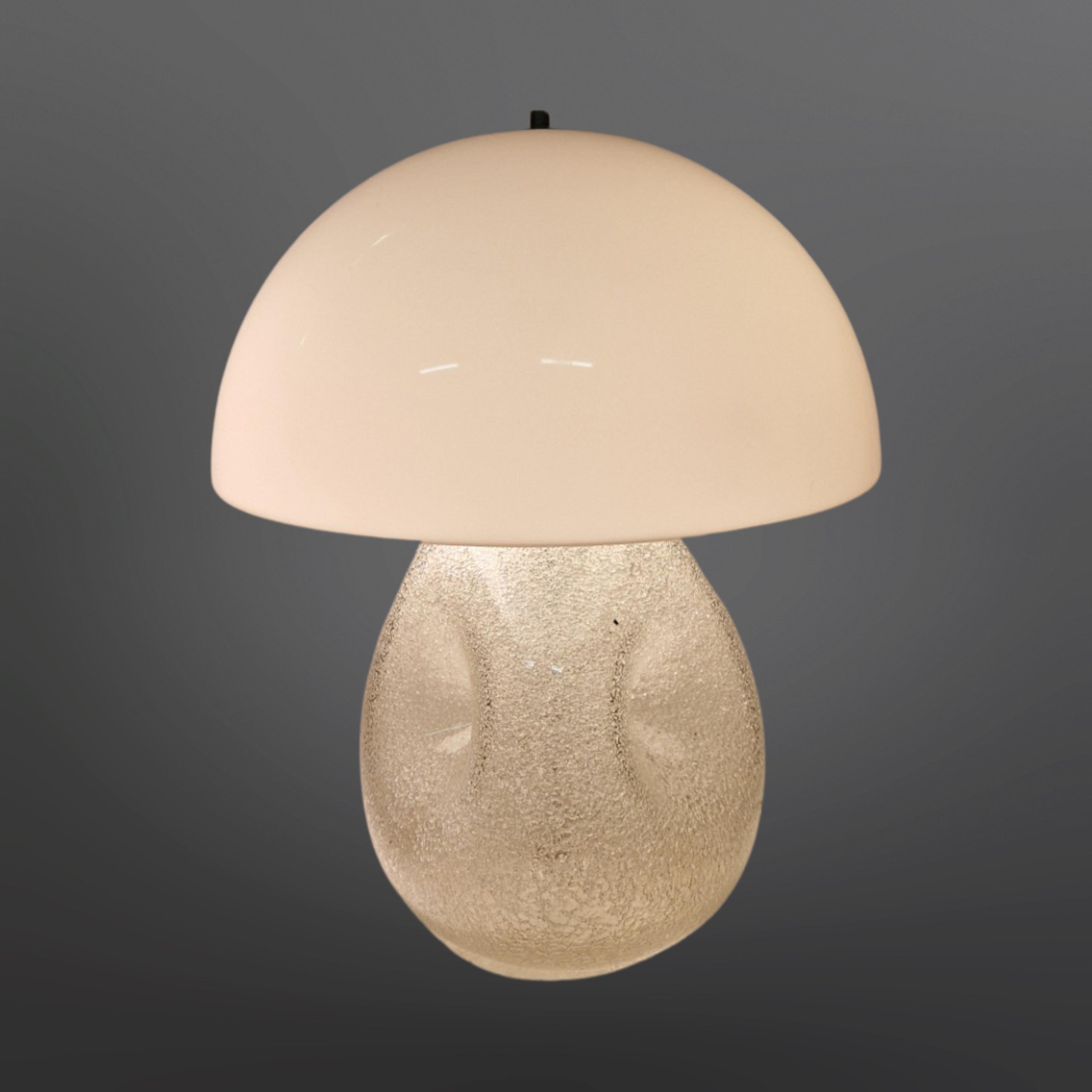 Space age ice glass mushroom table lamp, Germany 1960s 1