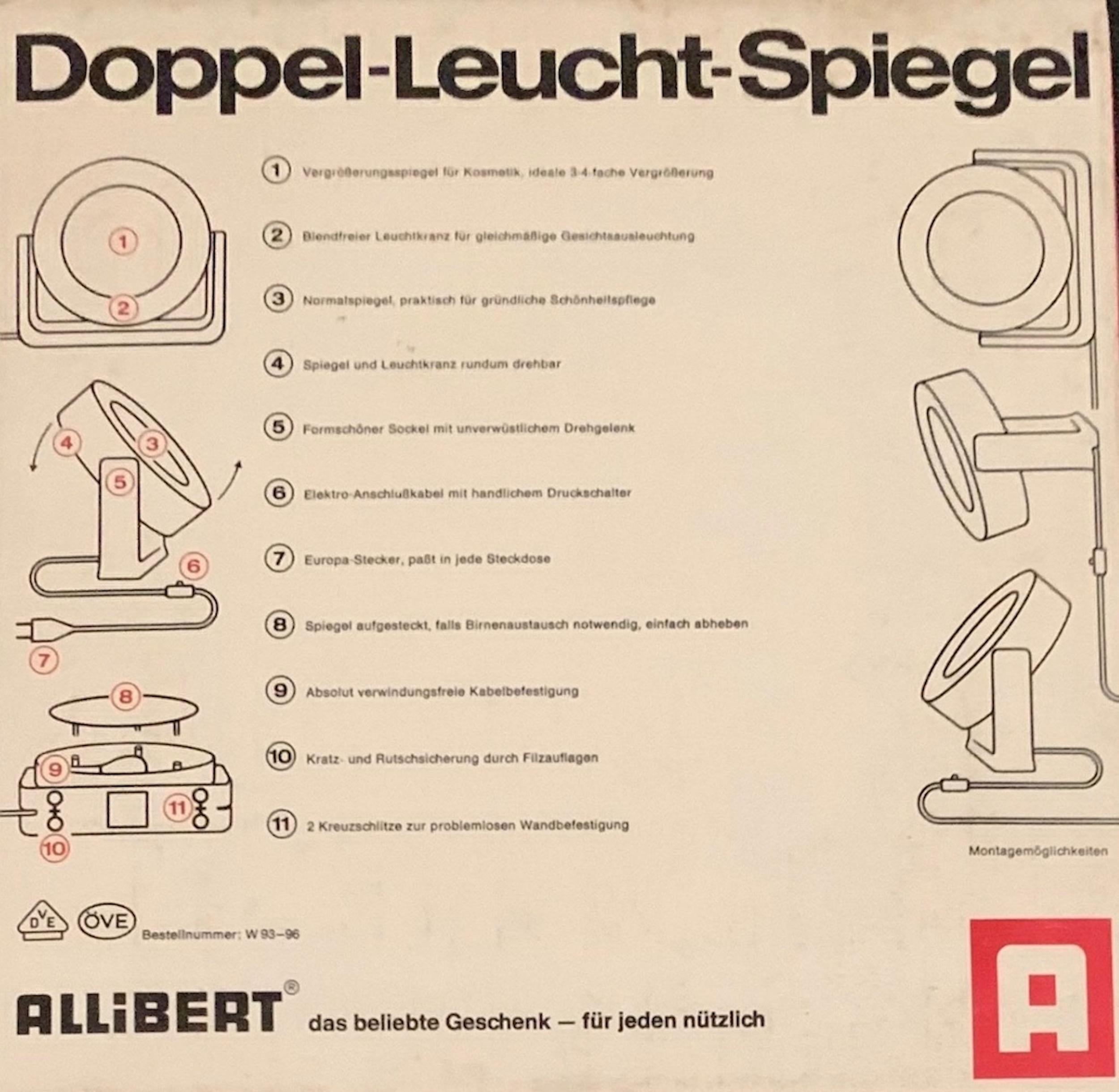  Beleuchteter Waschtischspiegel aus Allibert Deutschland, Space Age, 1960er Jahre im Angebot 2