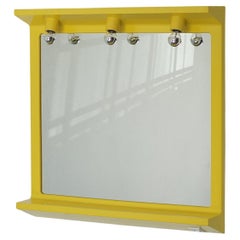 Space Age Illuminated Yellow Wall Mirror by Makio Hasuike, Italy, 1980s
