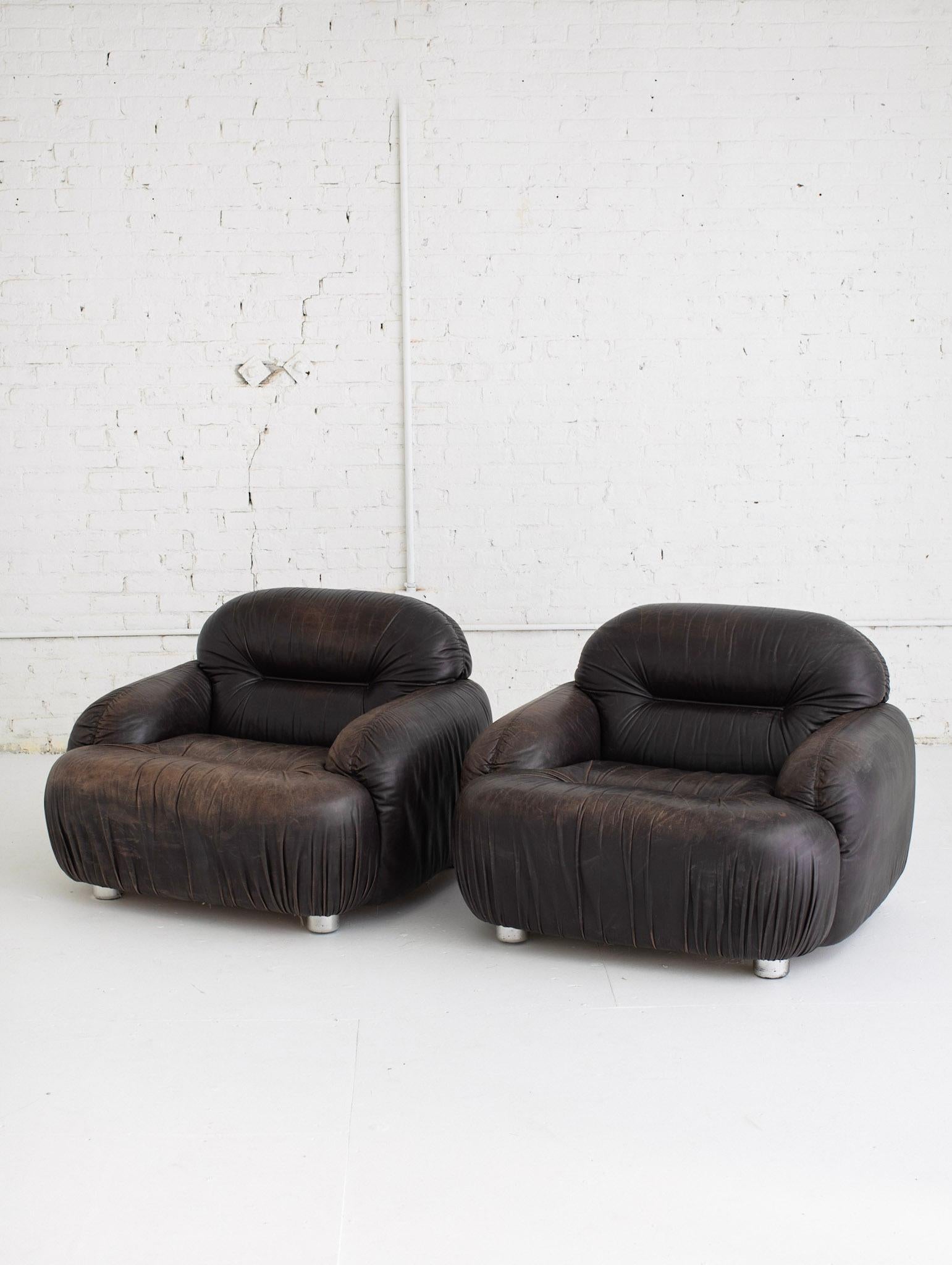 Space Age Italian Chocolate Leather Club Chair 6