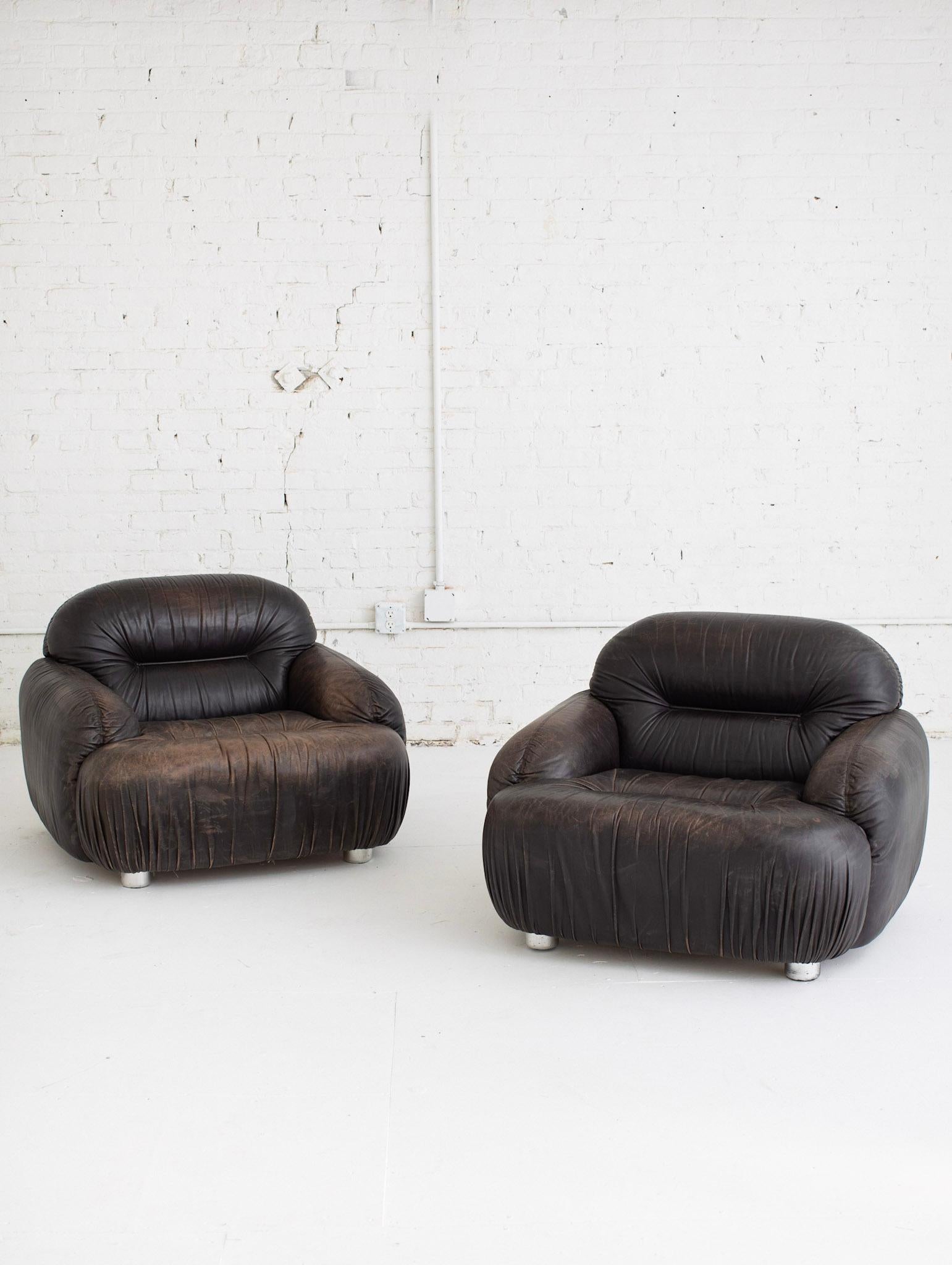 Space Age Italian Chocolate Leather Club Chair 8