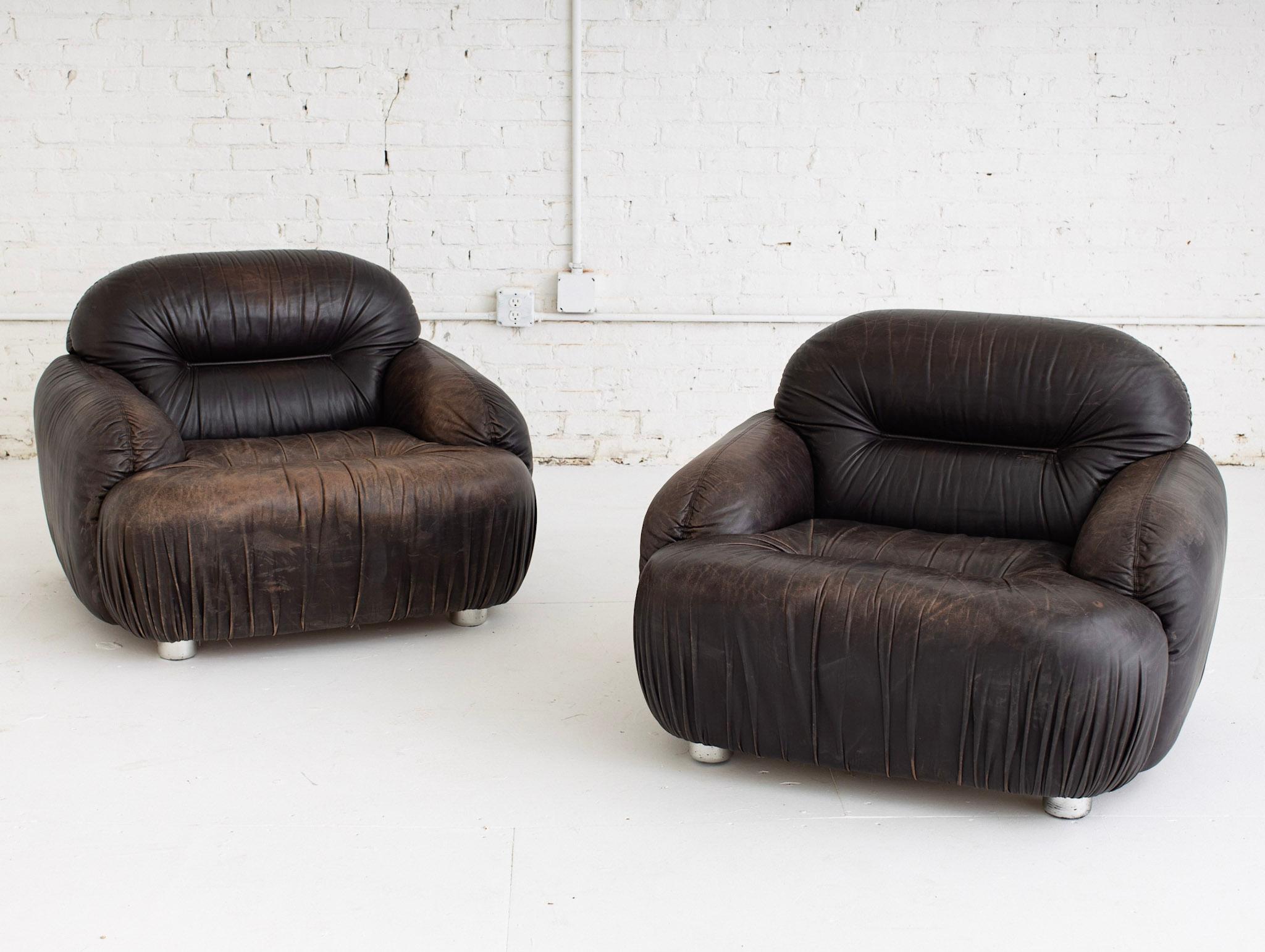 Space Age Italian Chocolate Leather Club Chair 9
