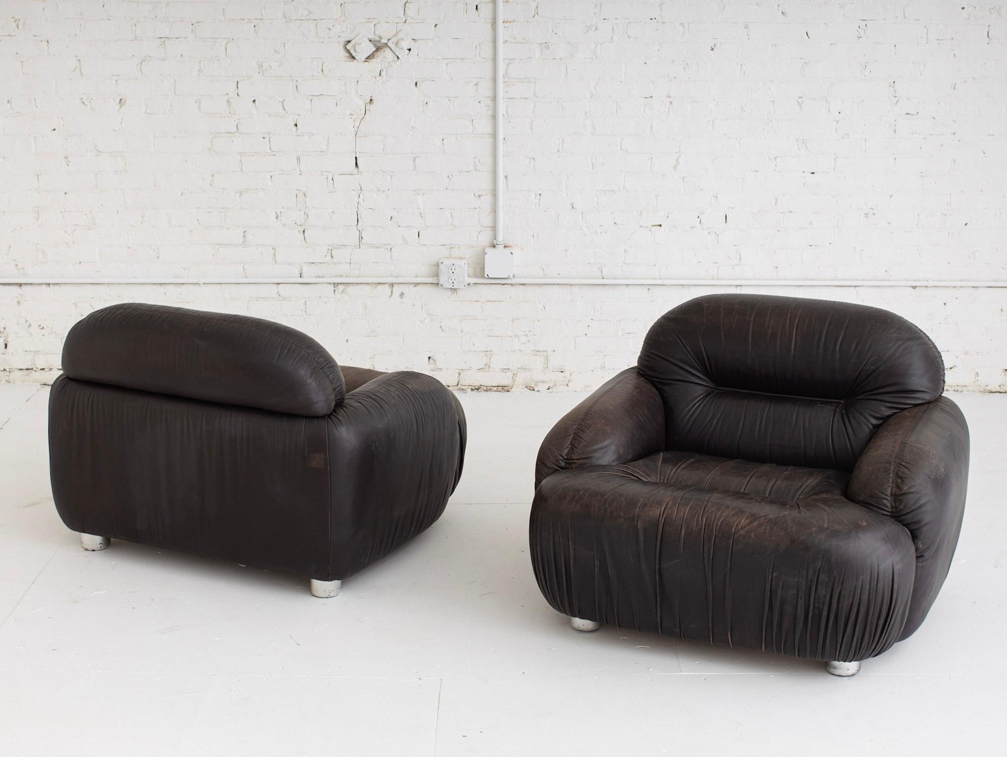 Space Age Italian Chocolate Leather Club Chair 12