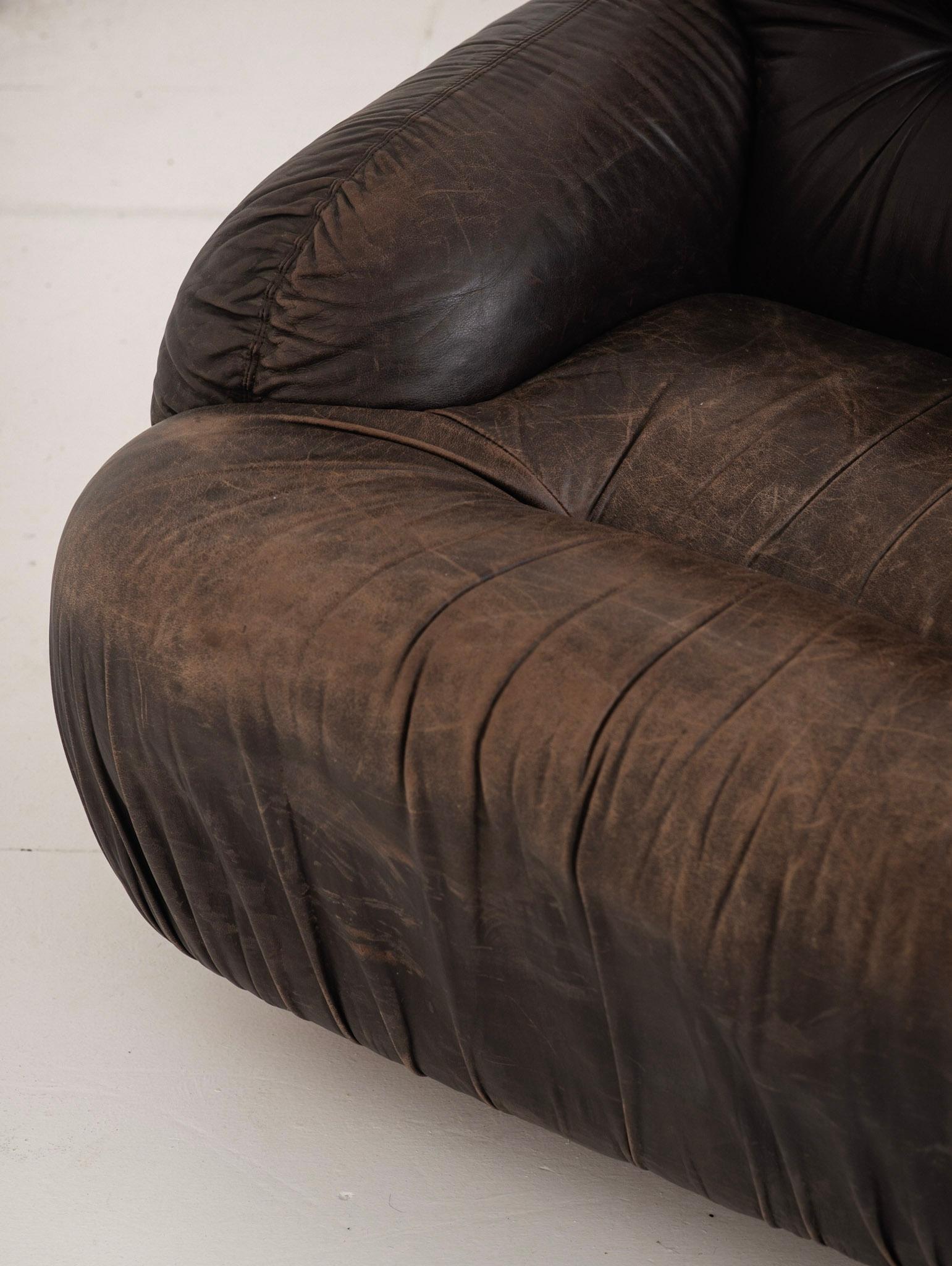 Space Age Italian Chocolate Leather Club Chair 4