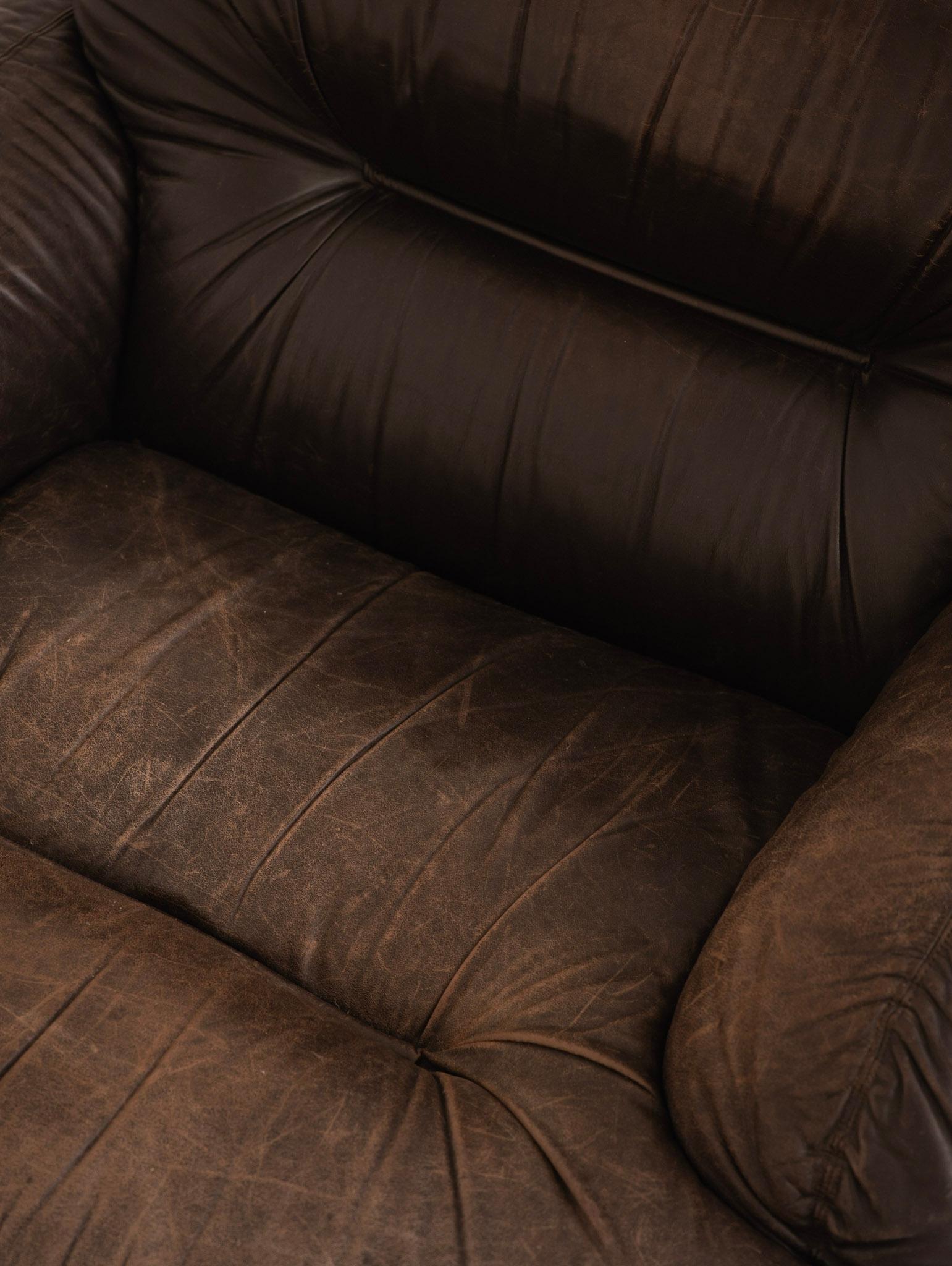 Space Age Italian Chocolate Leather Club Chair 5