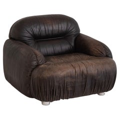 Space Age Italian Chocolate Leather Club Chair